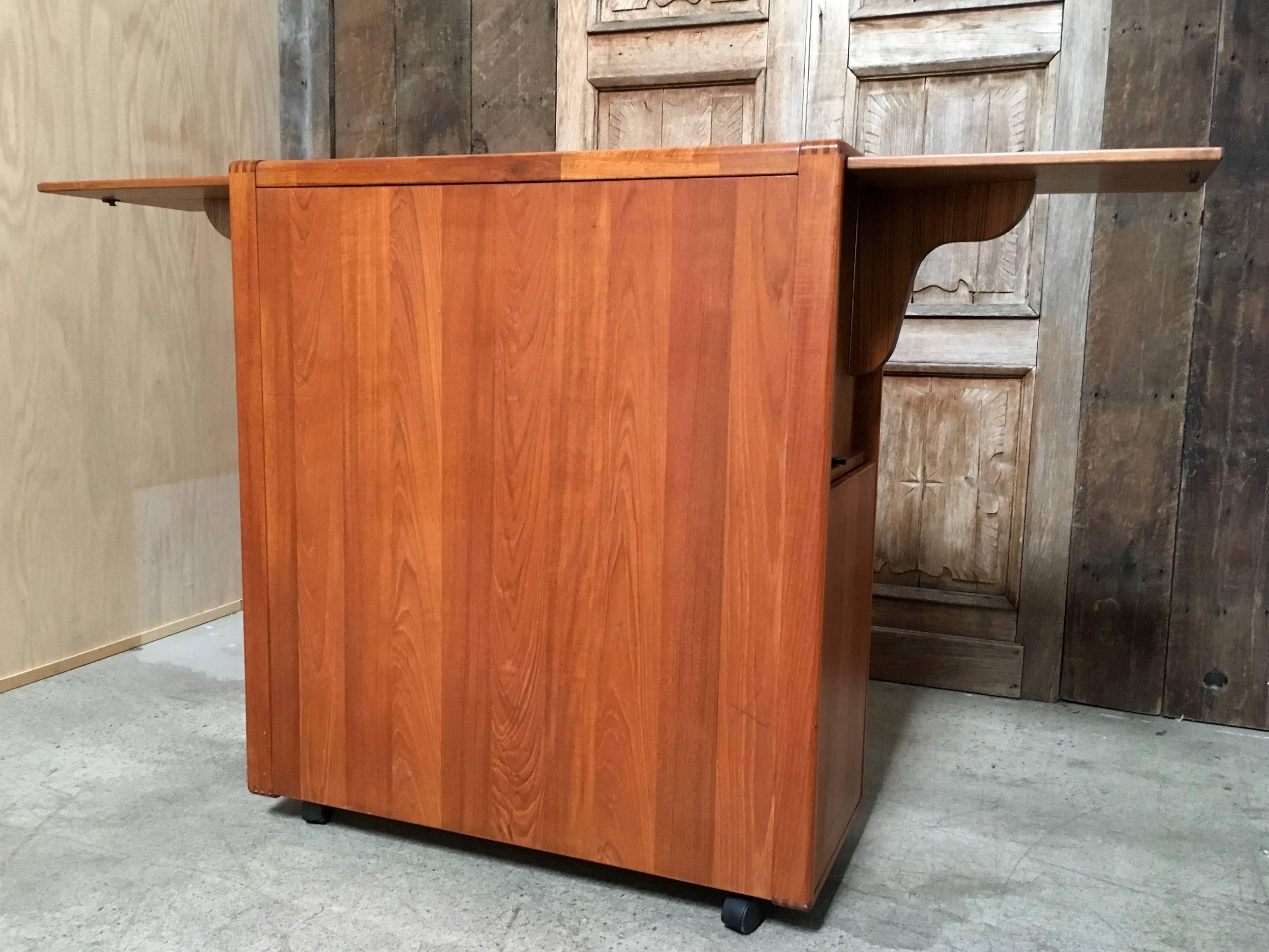 20th Century Danish Teak Dry Bar on Castors