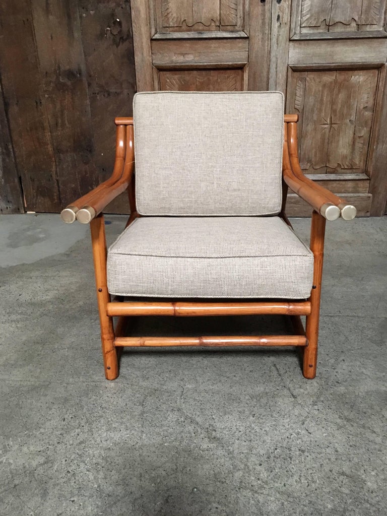 Mid-Century Modern Rattan Lounge Chair and Ottoman For ...