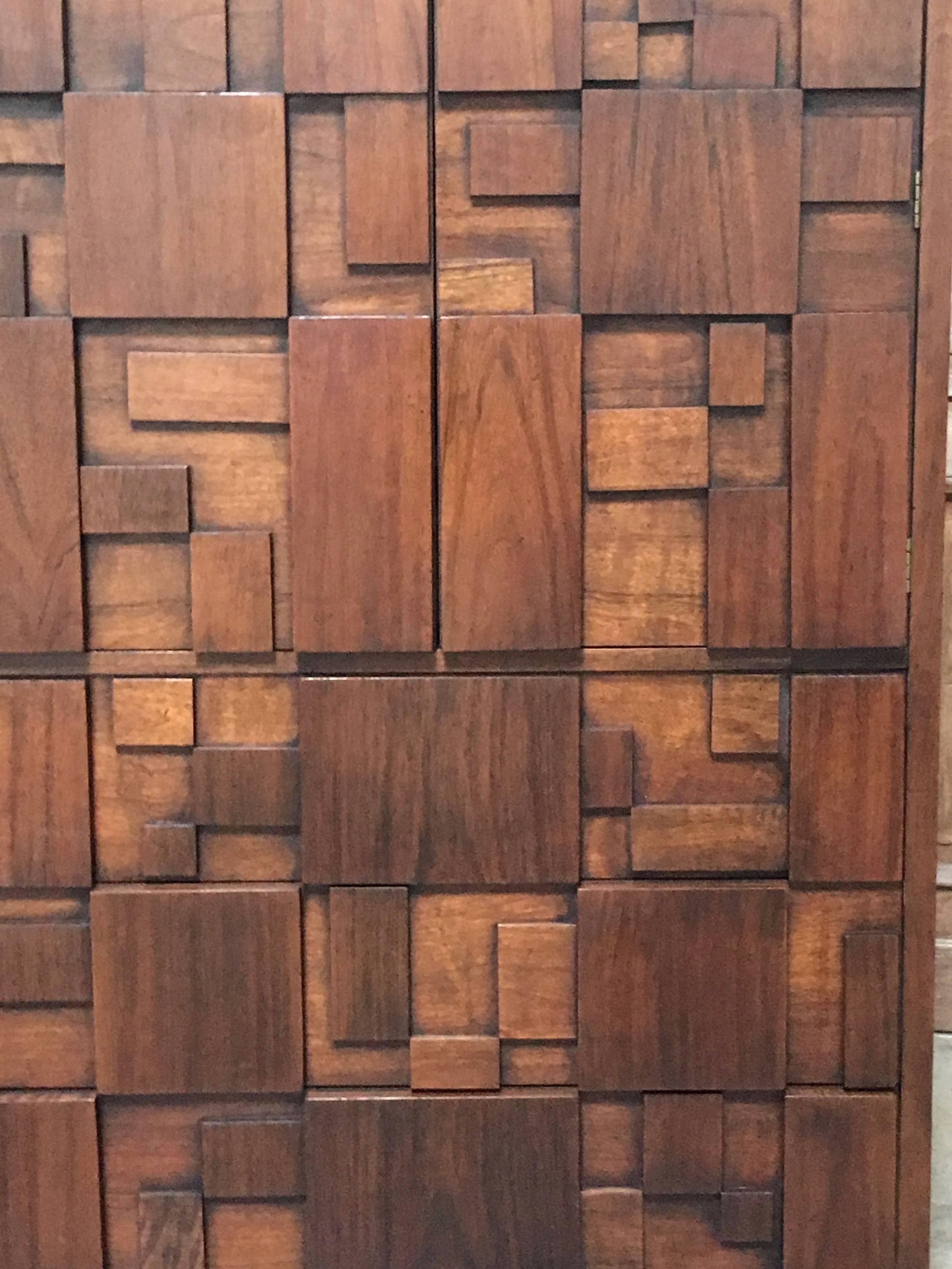 Brutalist Patchwork Tall Chest by Lane In Good Condition In Denton, TX