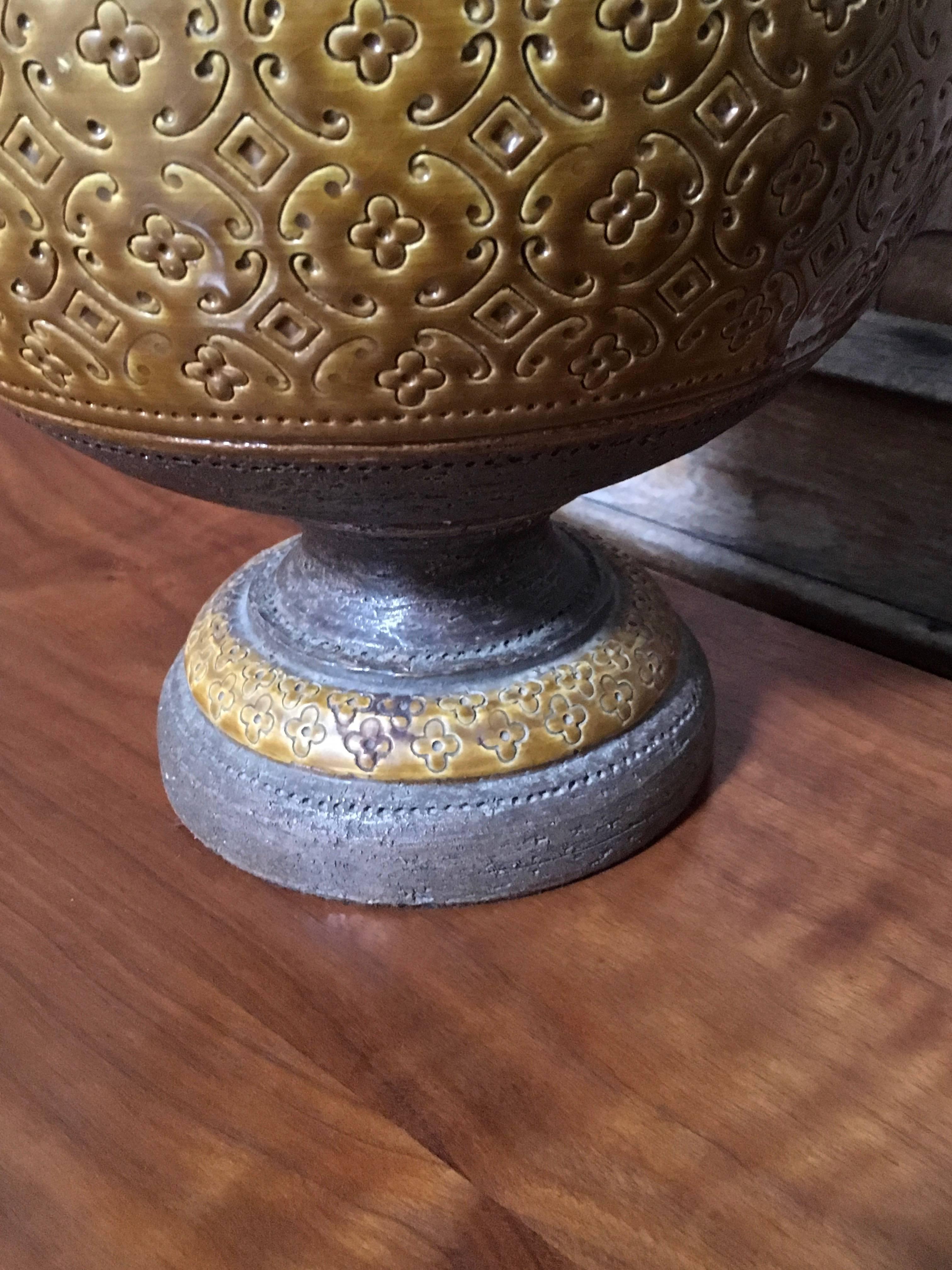 20th Century Pair of Bitossi Mustard Ceramic Table Lamps