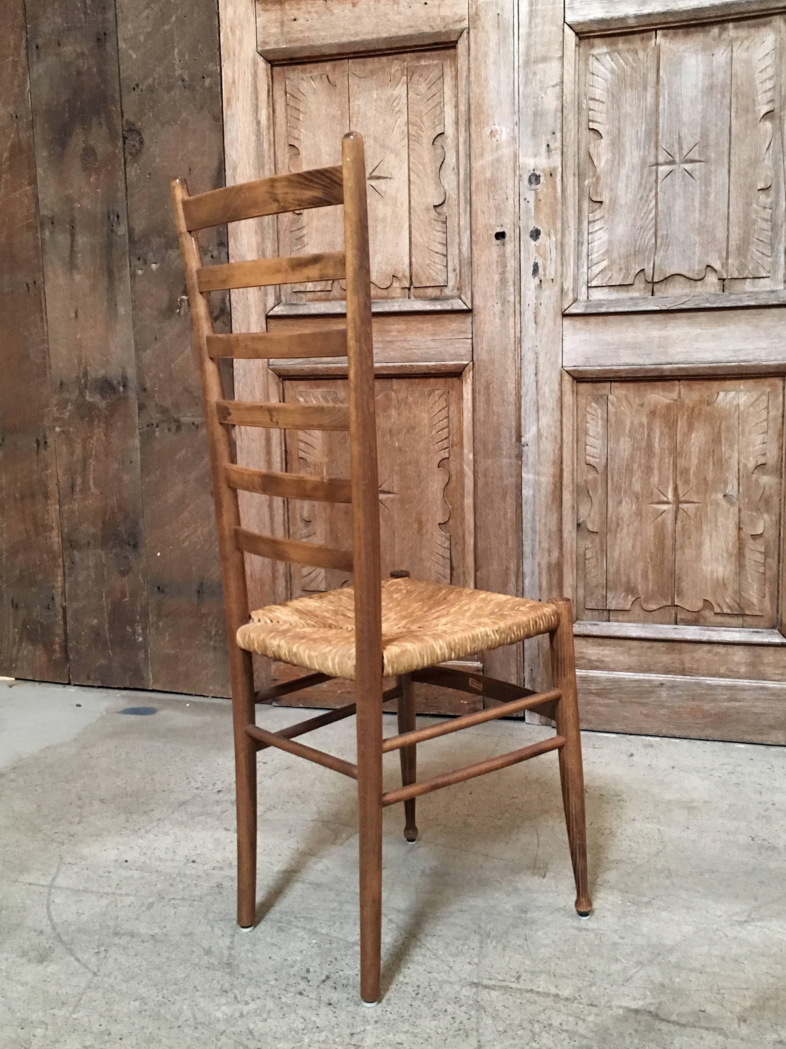 20th Century Set of Four Italian Ladder Back Chairs in the Style of Gio Ponti
