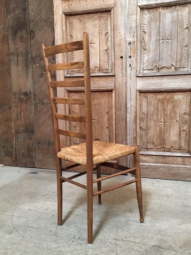 Set of Four Italian Ladder Back Chairs in the Style of Gio Ponti at 1stDibs