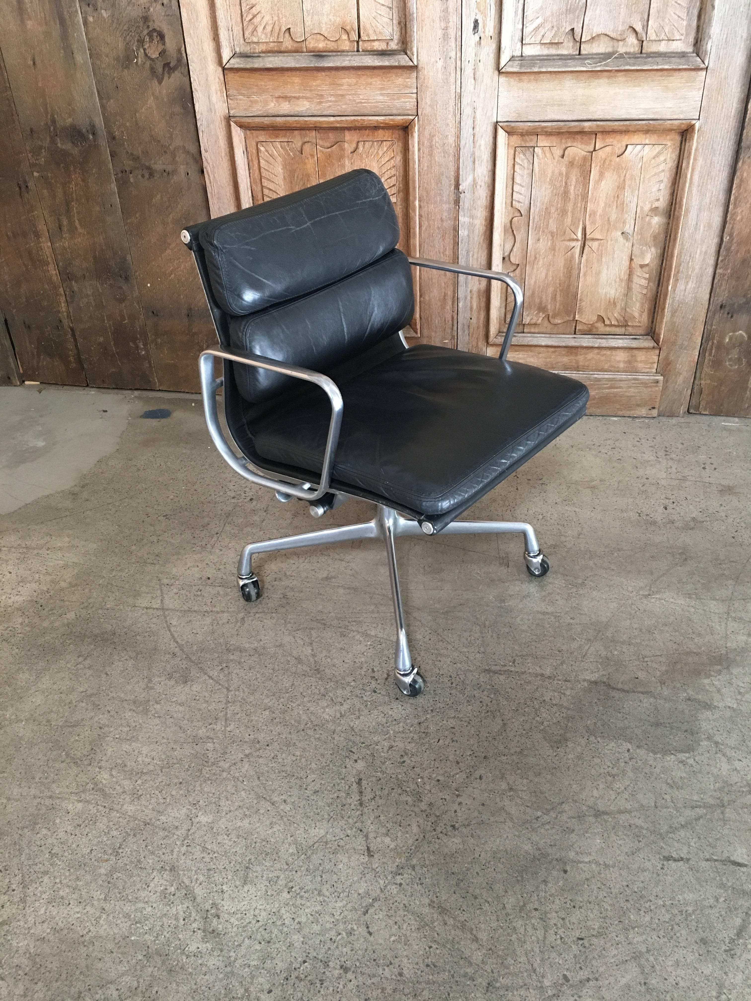 20th Century Set of Six Eames for Herman Miller Black Soft Pad Management Chairs