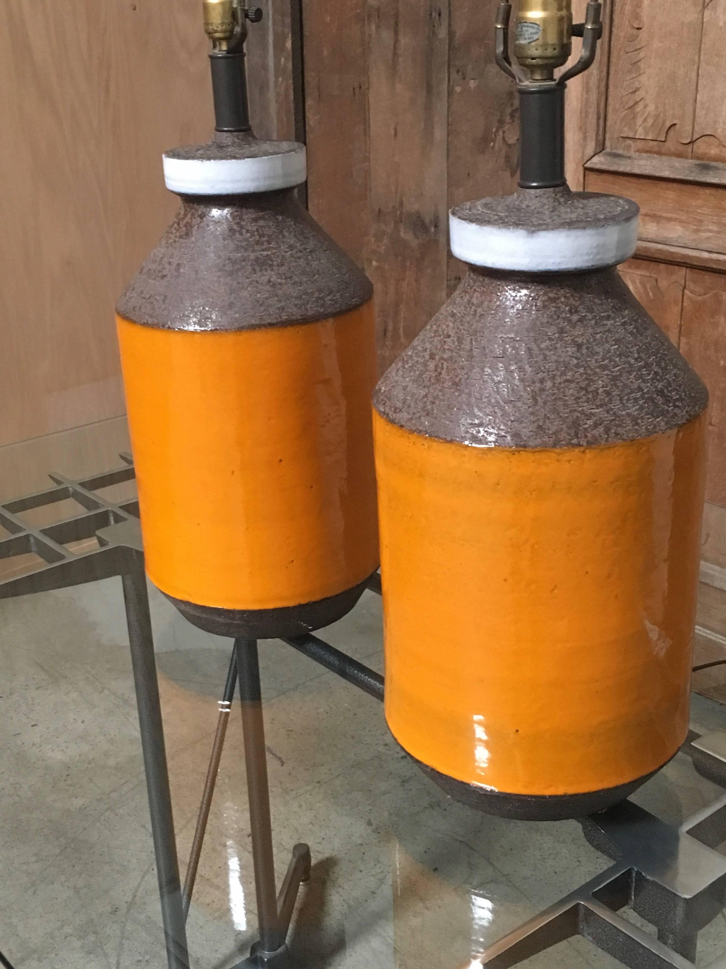 Pair of Bitossi Lamps, Italy, circa 1960s In Good Condition In Denton, TX