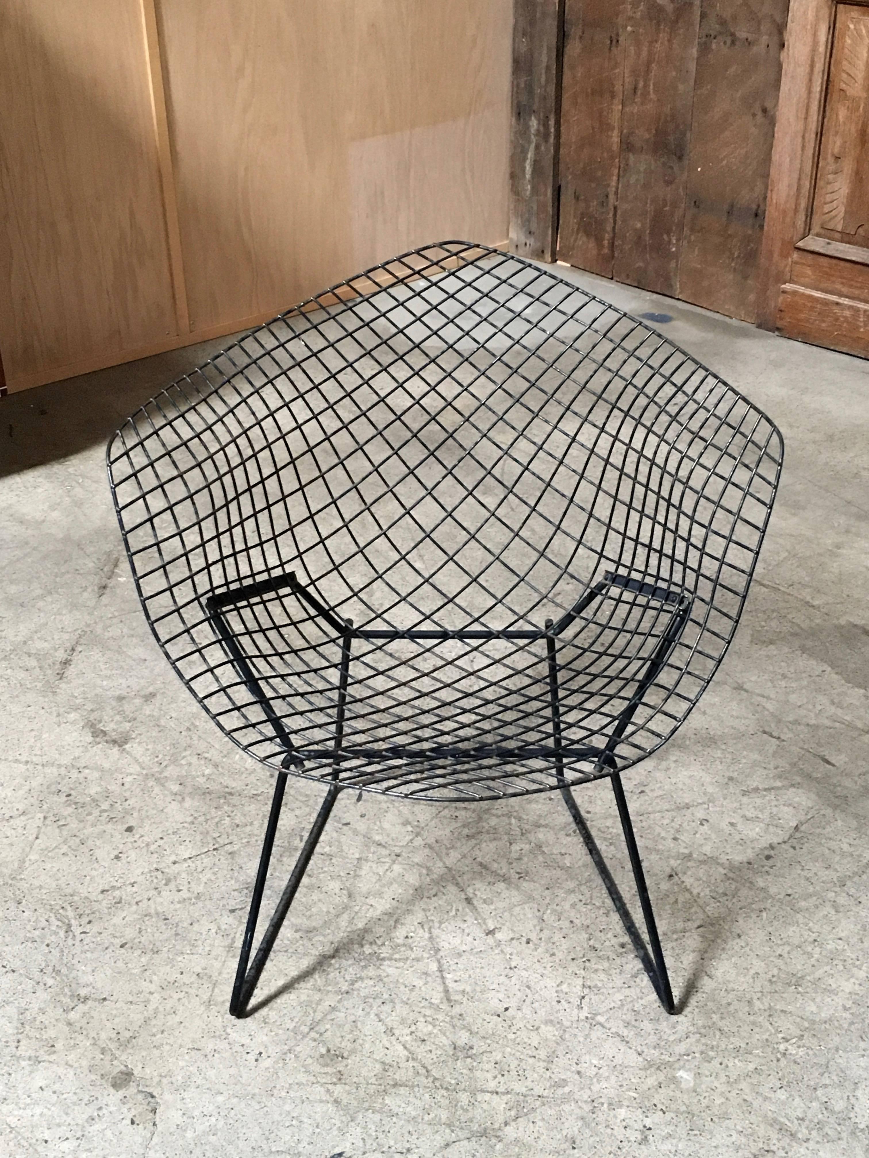Diamond easy chair designed by Harry Bertoia with nice patina.