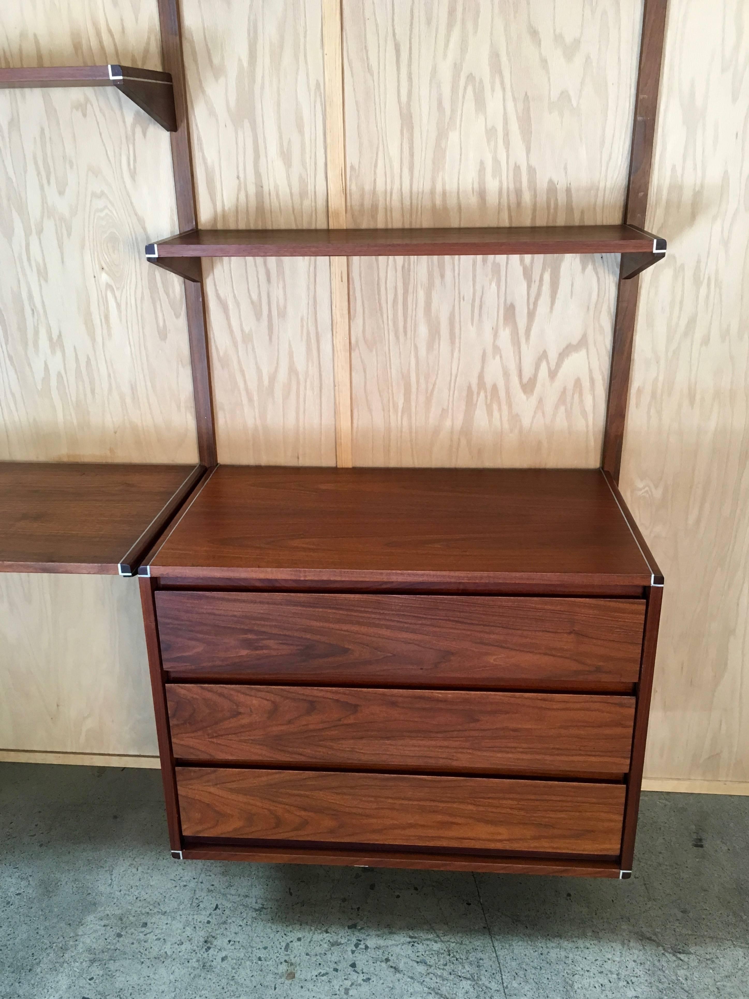 20th Century Barzilay Three-Bay Floating Wall Unit in Walnut