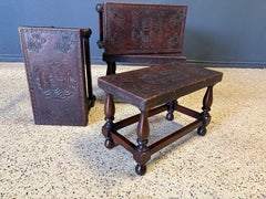 Antique Tooled Leather Top Stools / Tables