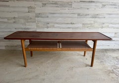 Mid-Century Modern Teak and Cane Coffee Table by Hans J. Wegner for Andreas Tuck