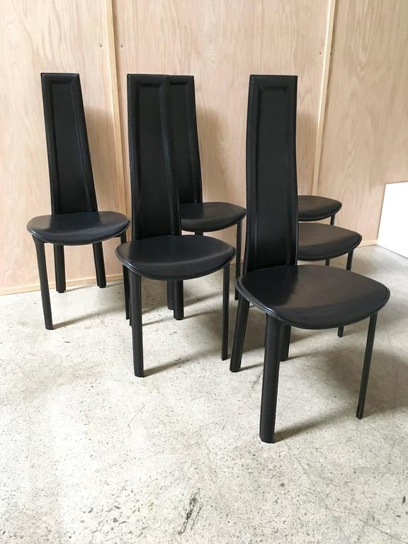 Set of Six Italian Leather Dining Chairs at 1stDibs