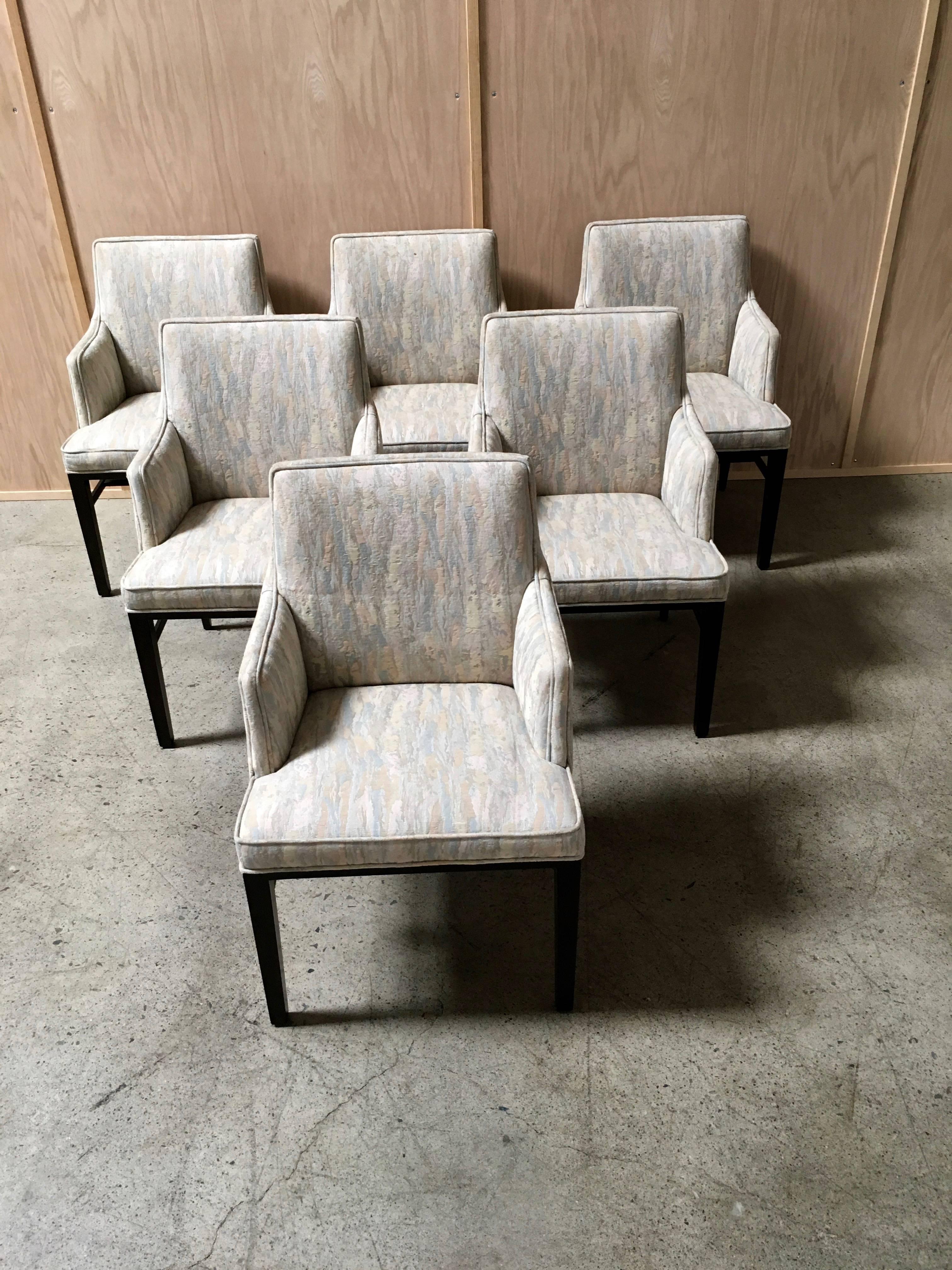 Upholstery Edward Wormley for Dunbar Set of Six Dining Chairs