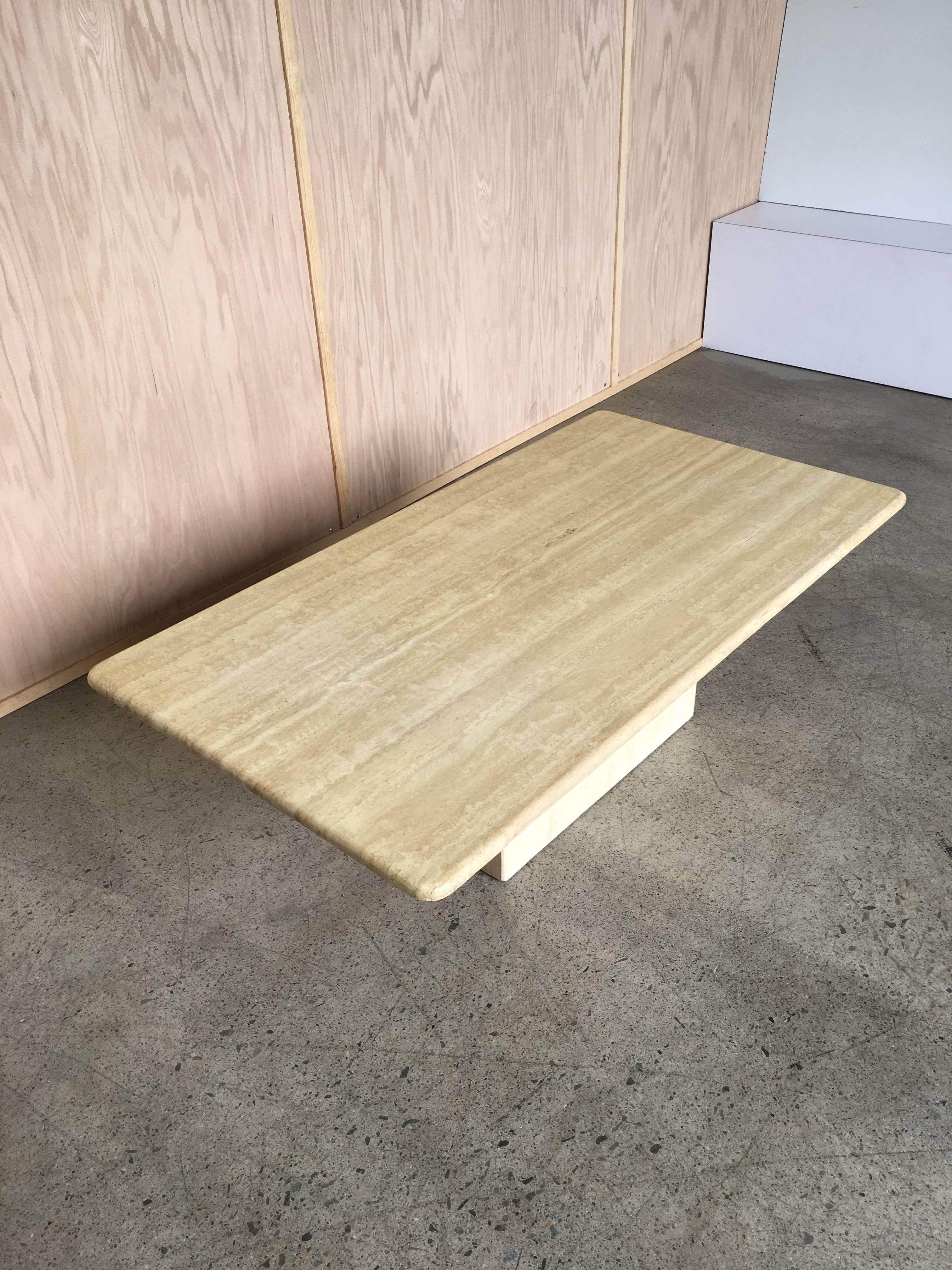 Modernist Travertine Coffee Table In Good Condition In Denton, TX