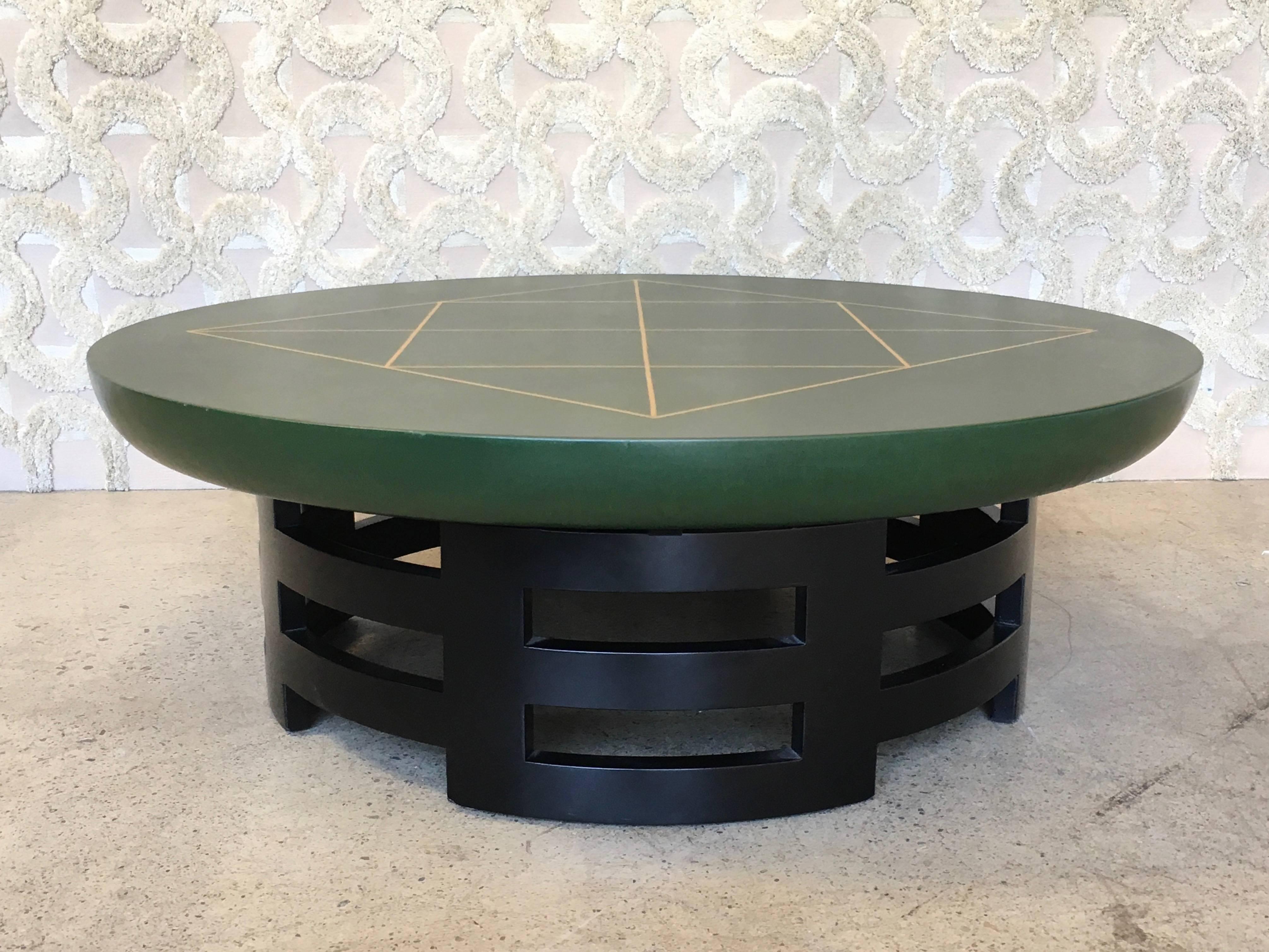 20th Century Mid-Century Kittenger Leather Top Coffee Table