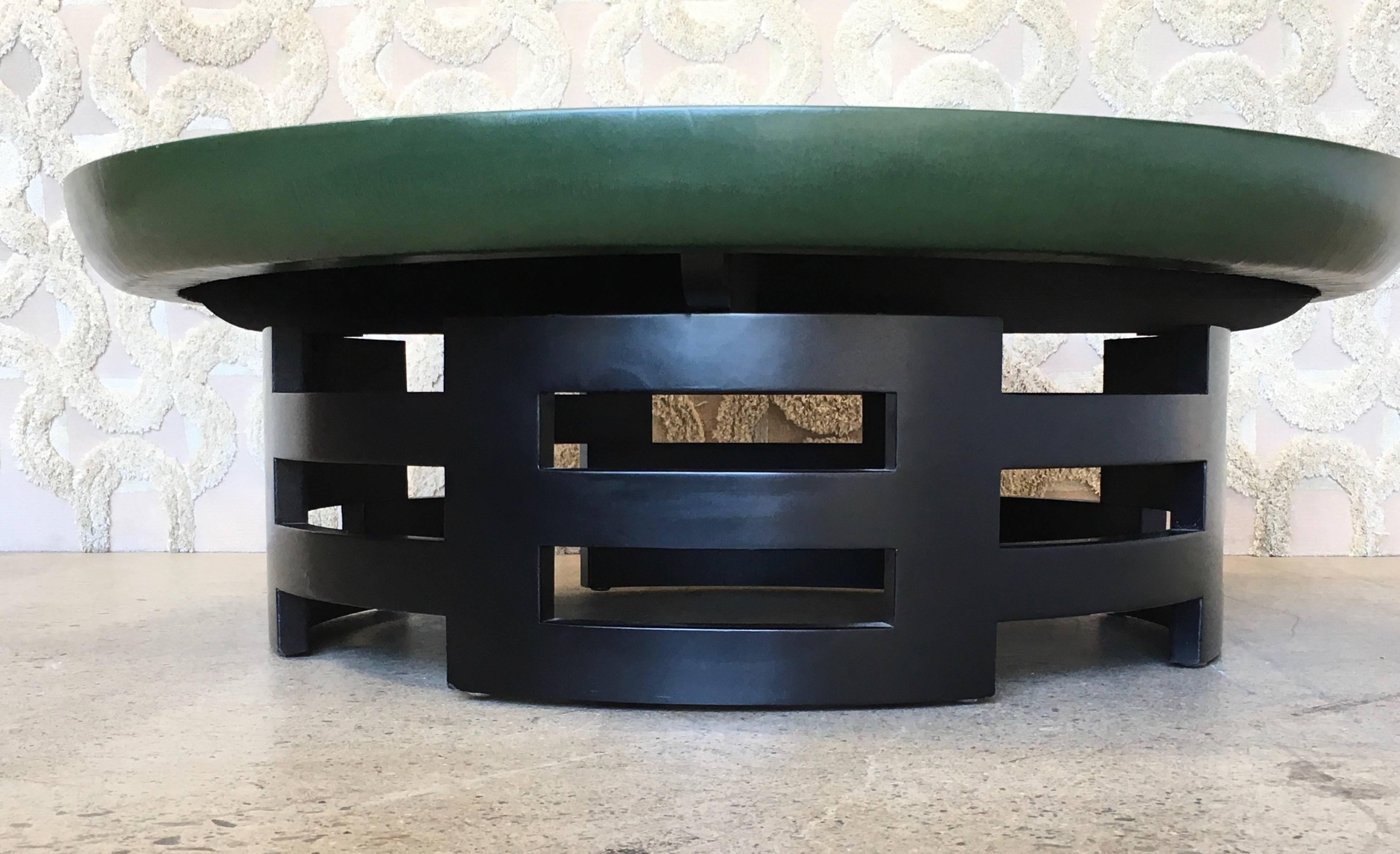 Mid-Century Kittenger Leather Top Coffee Table 1