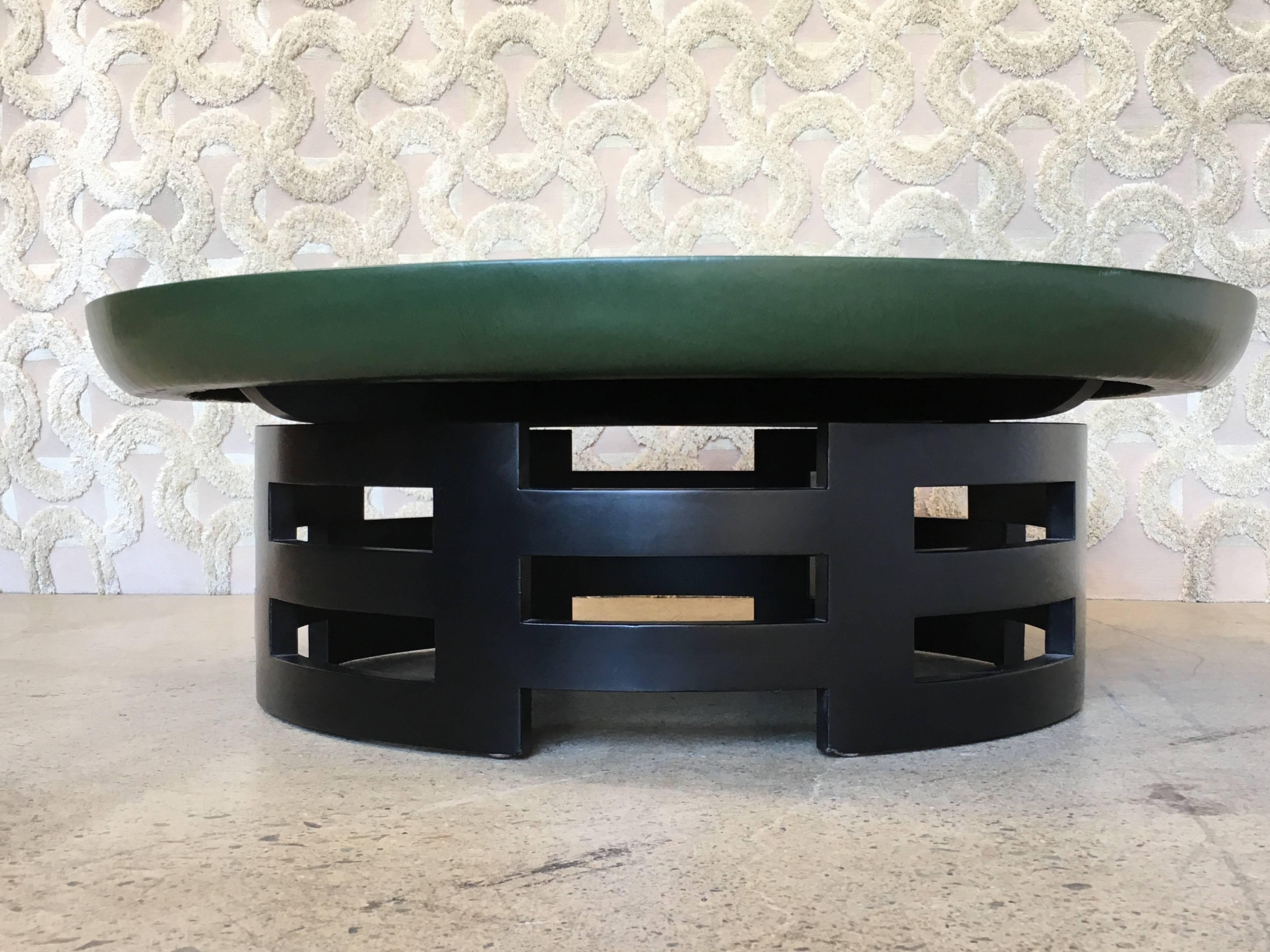American Mid-Century Kittenger Leather Top Coffee Table