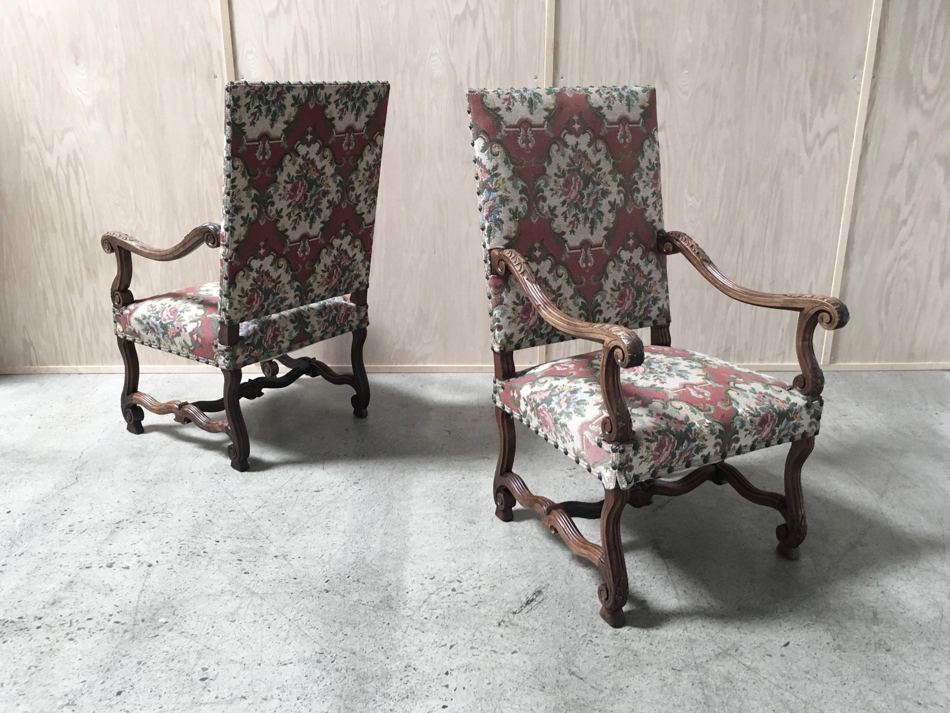 19th Century Pair of Louis XIV Style Armchairs  3