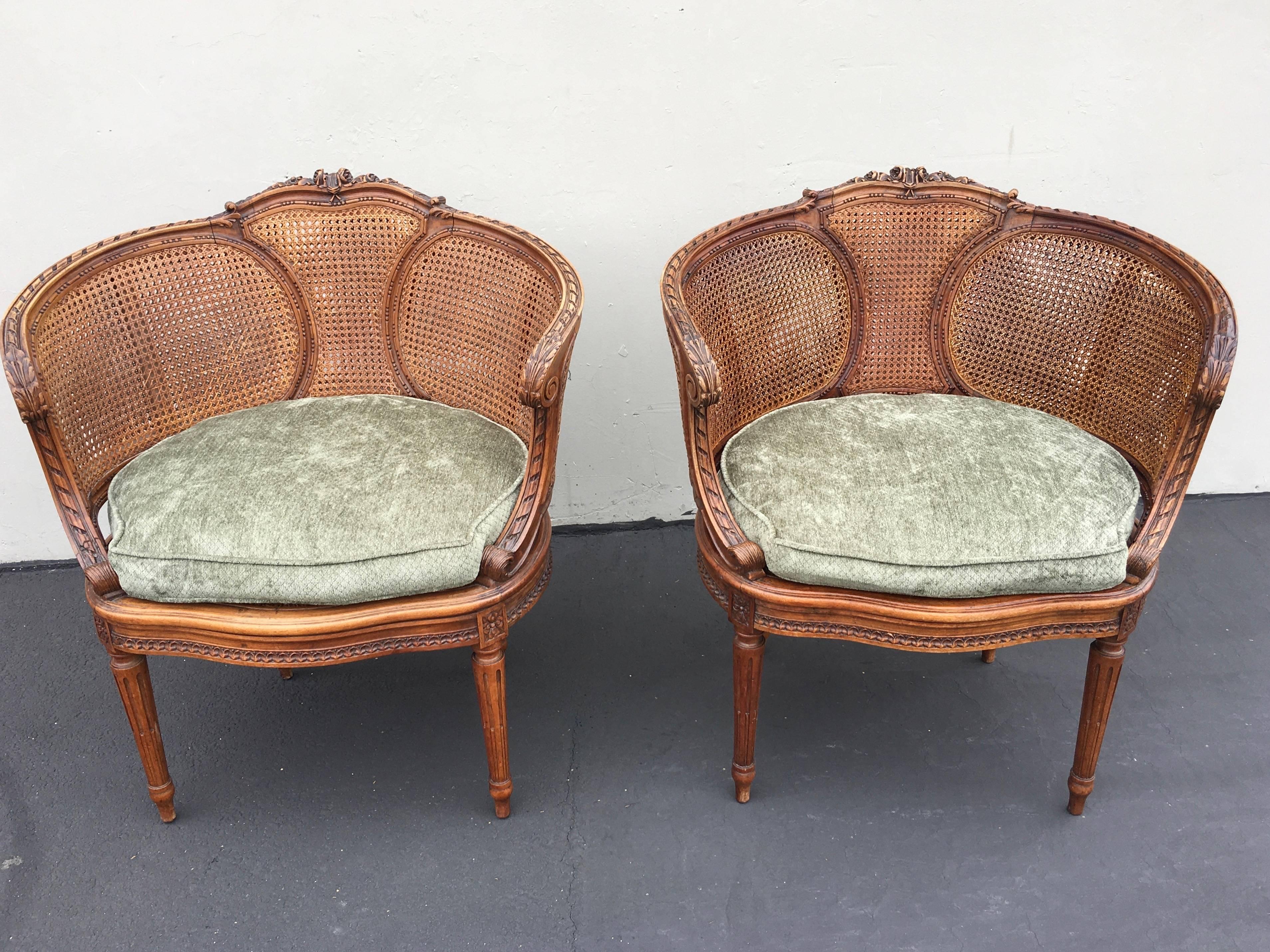 French Louis XVI Style Double Cane Chairs
