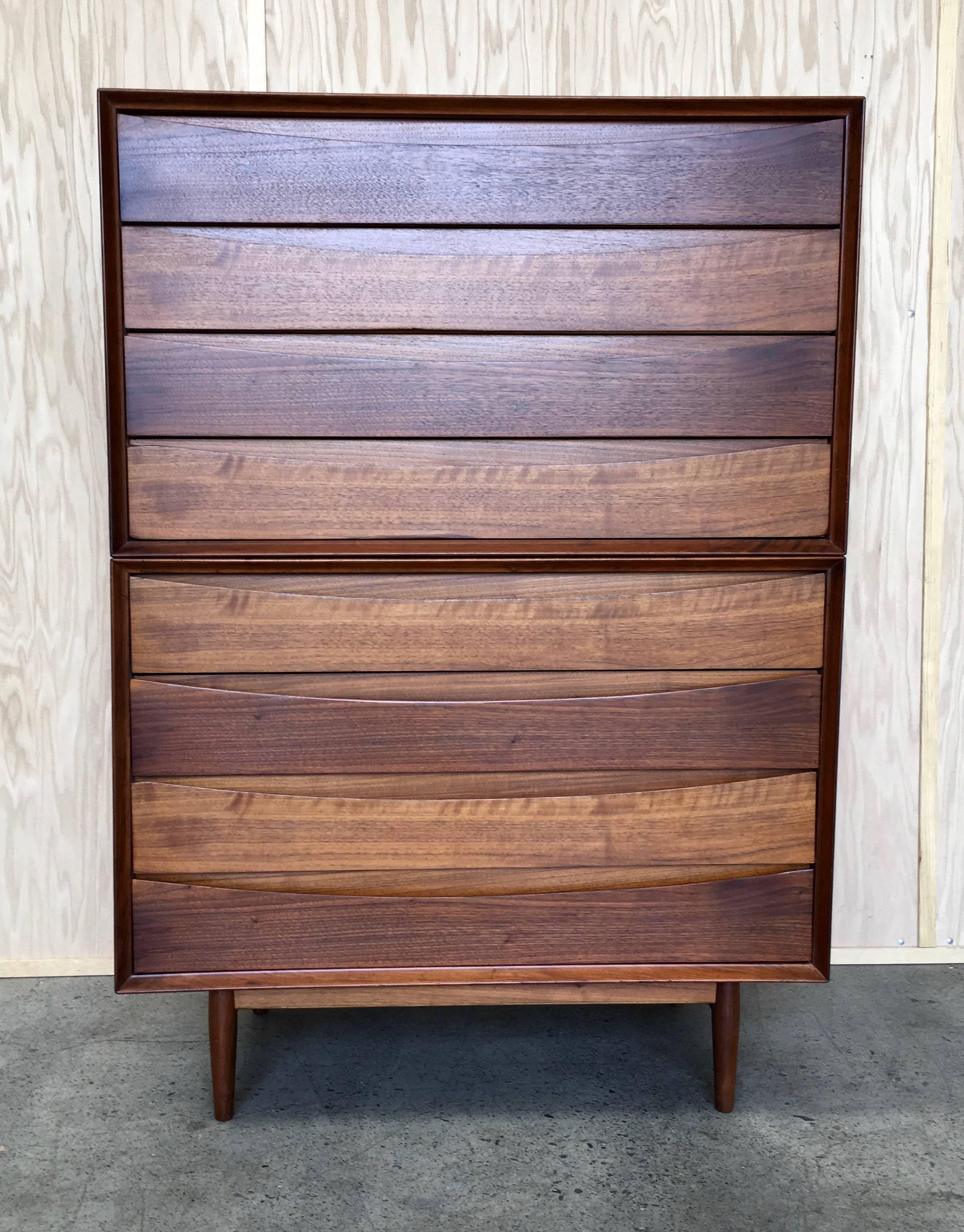 Danish Modern stacked chest on chest by Arne Vodder
This is two cabinets that make one high boy dresser.