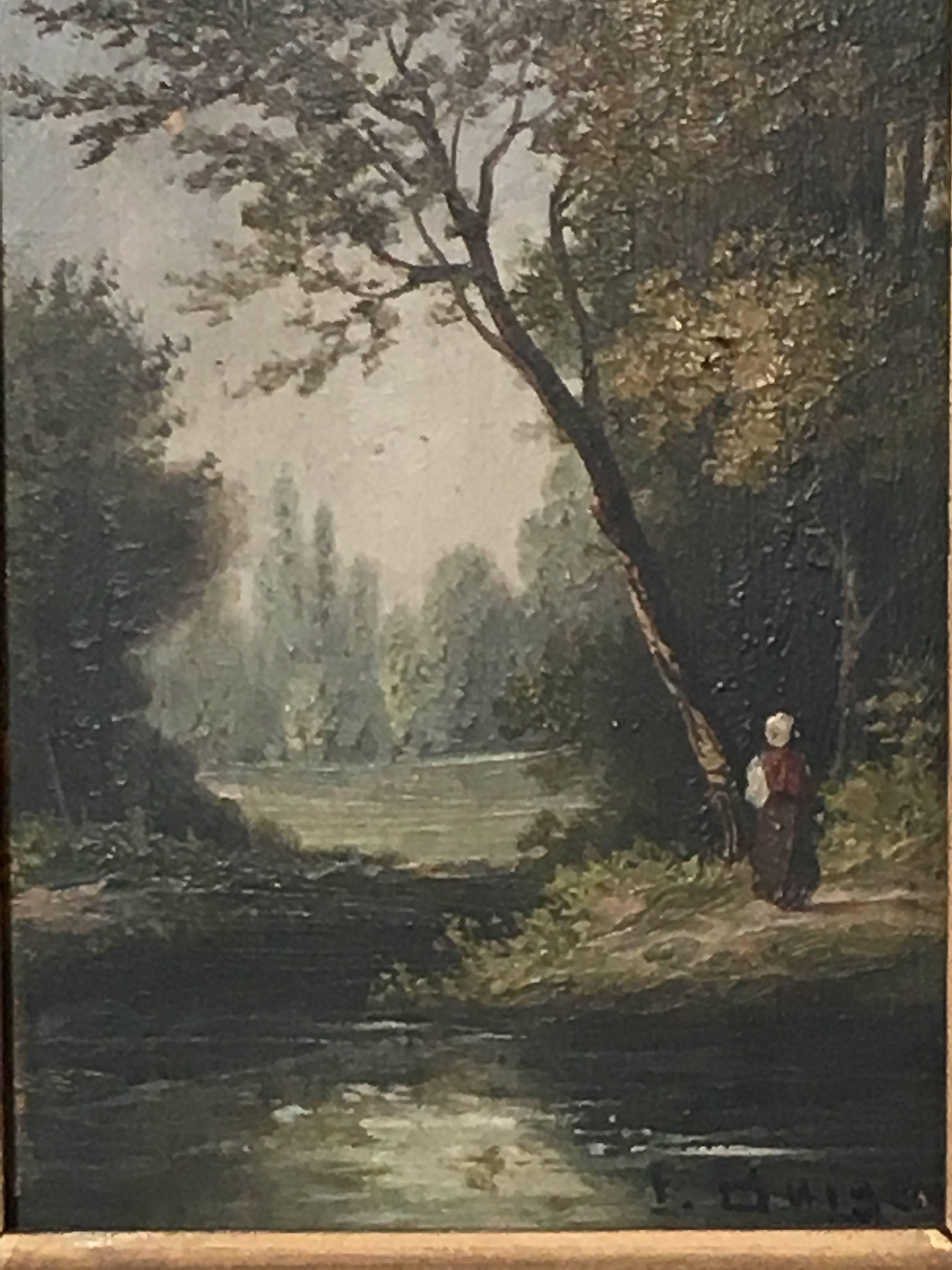 19th Century Petite French Landscape Paintings In Good Condition In Denton, TX