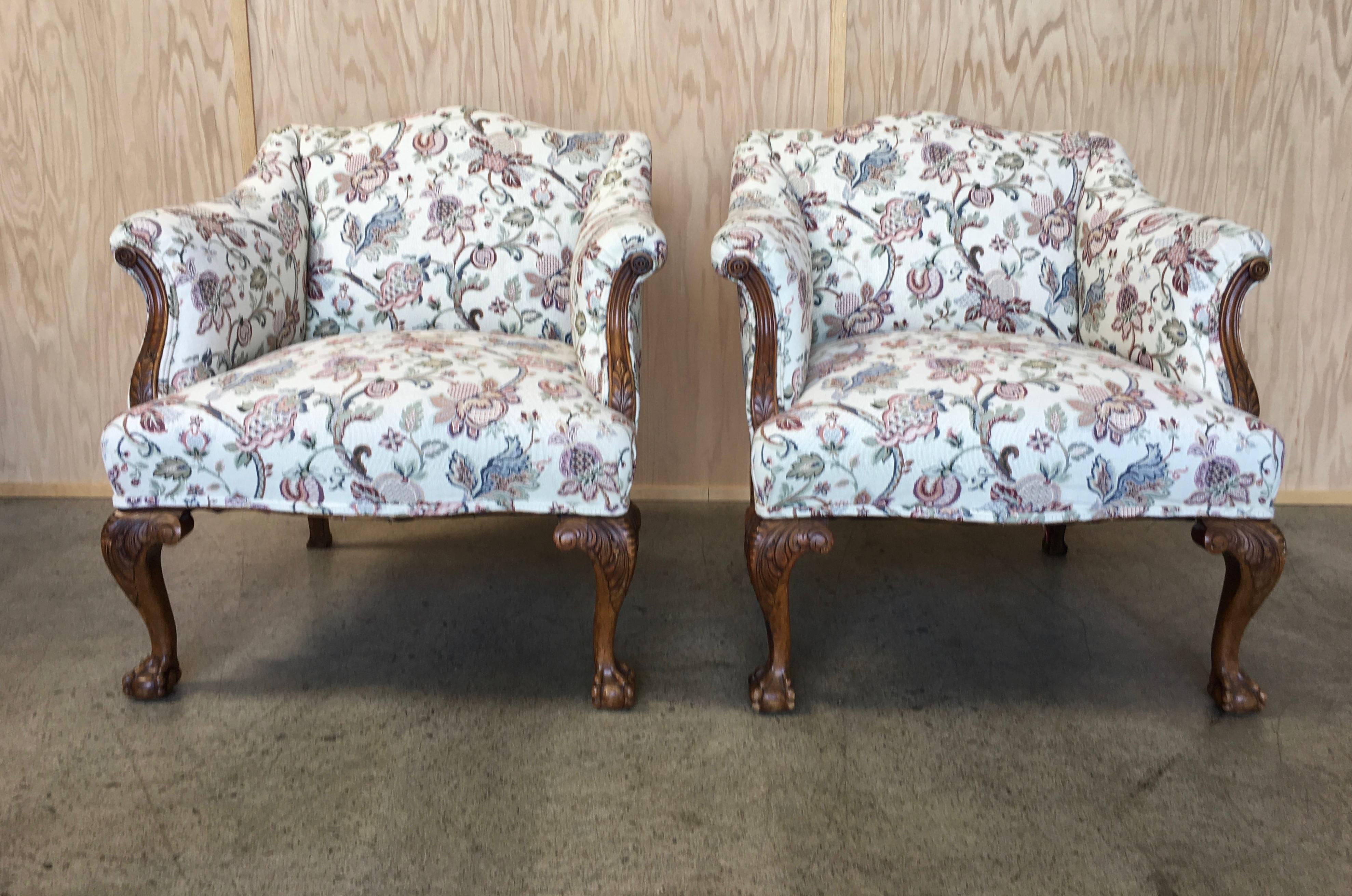 Pair of George III Style Lounge Chairs 3