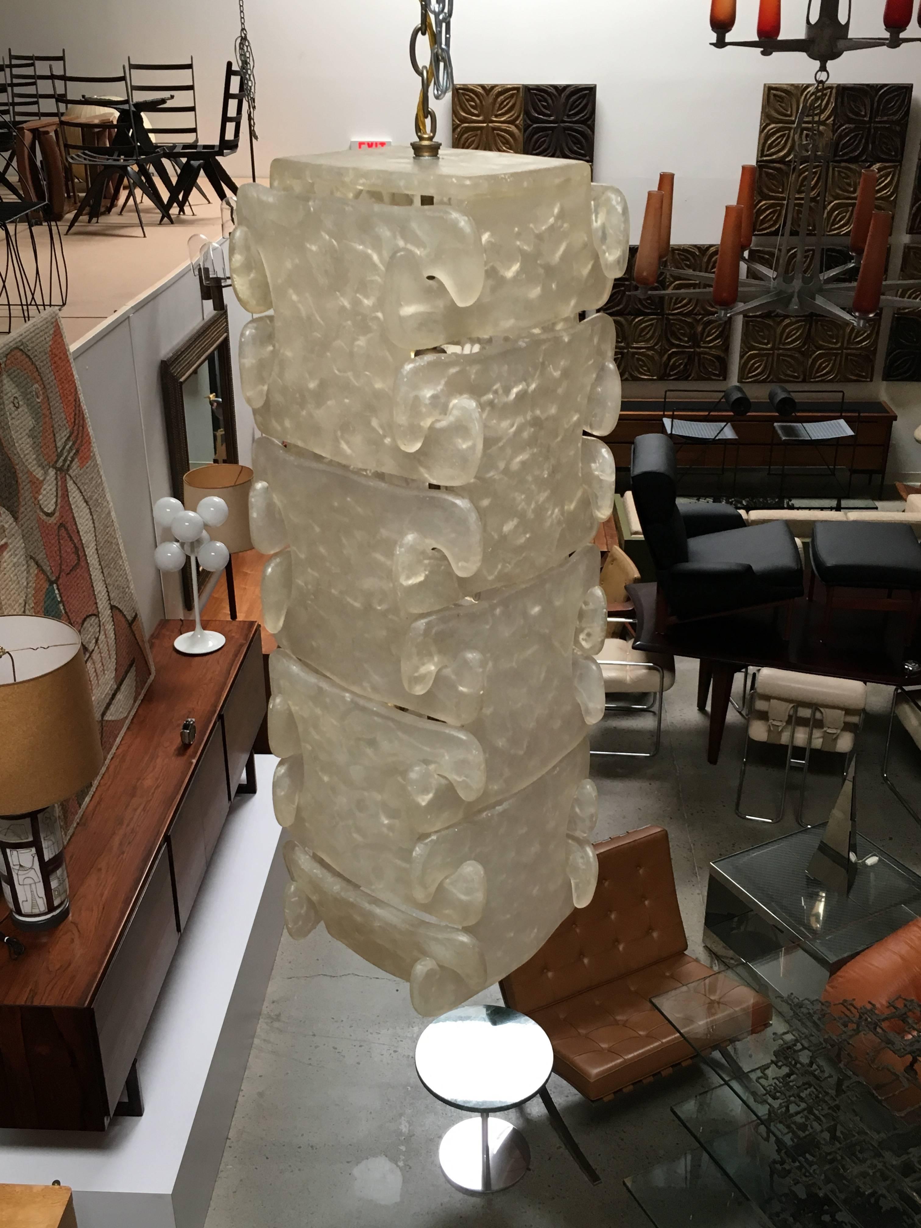 Mid-Century Modern Stacked Ice Resin Pendent Lamp