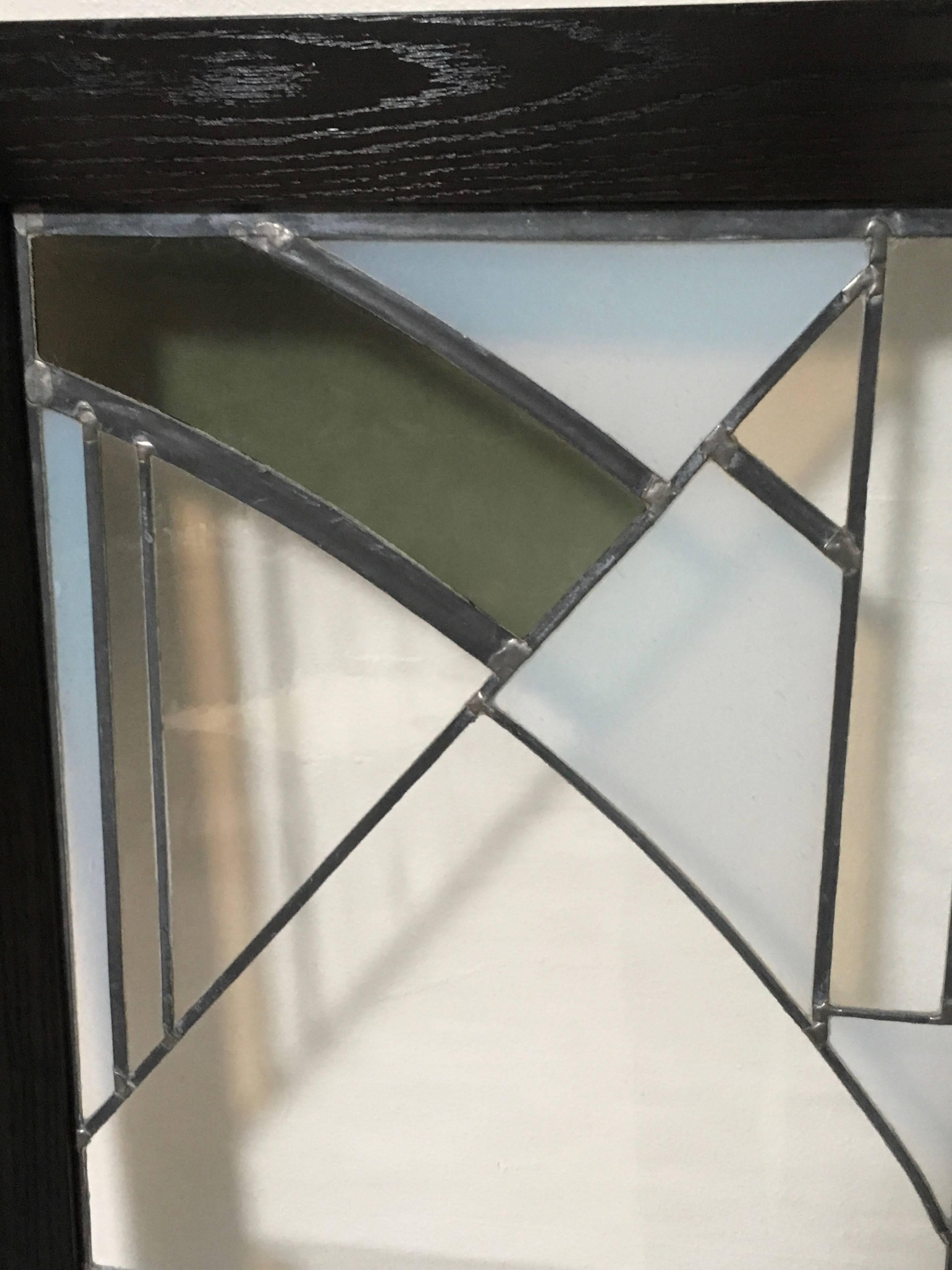 20th Century Pair of Abstract Leaded Glass Windows