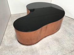Massive Copper Coffee Table with Black Granite Top