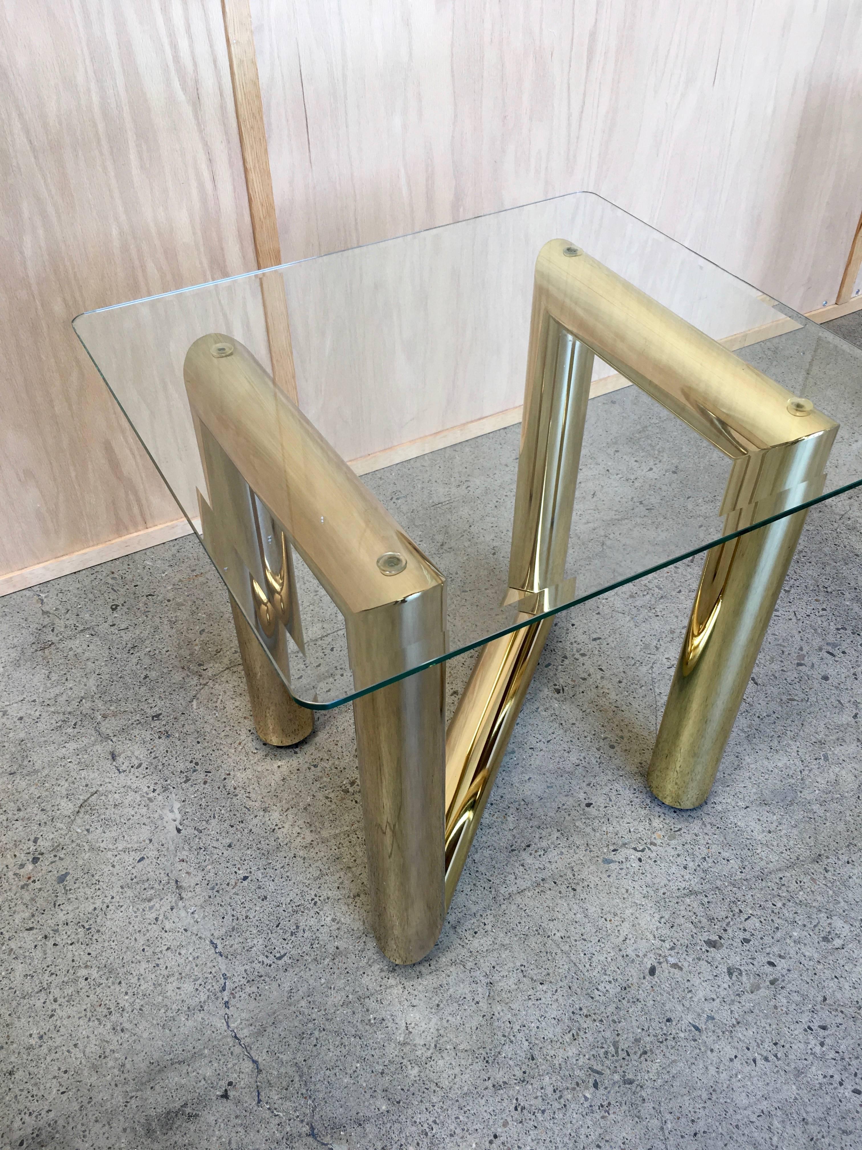 Metal Pair of Brass Tubular Side Tables