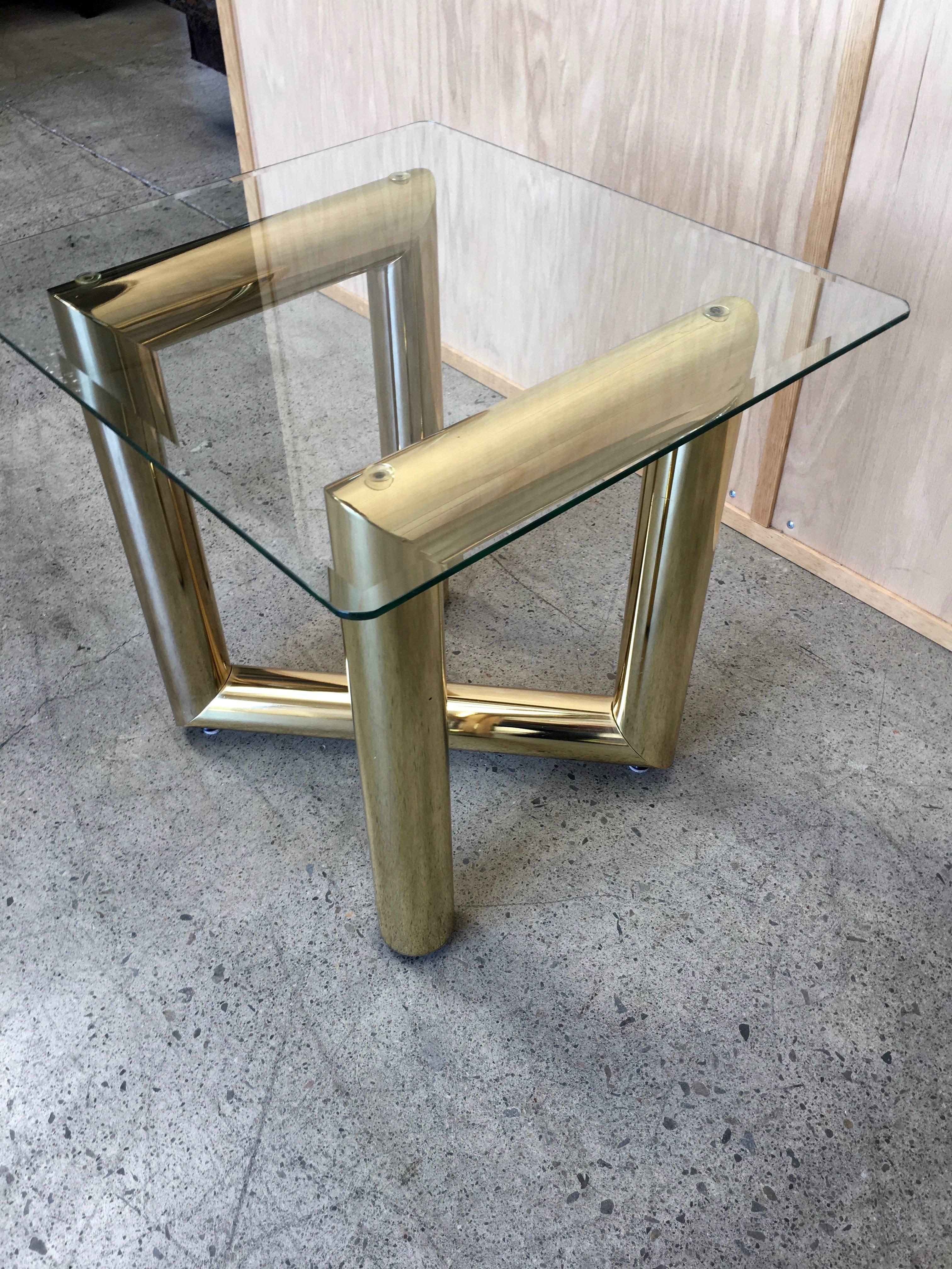 Pair of Brass Tubular Side Tables 1