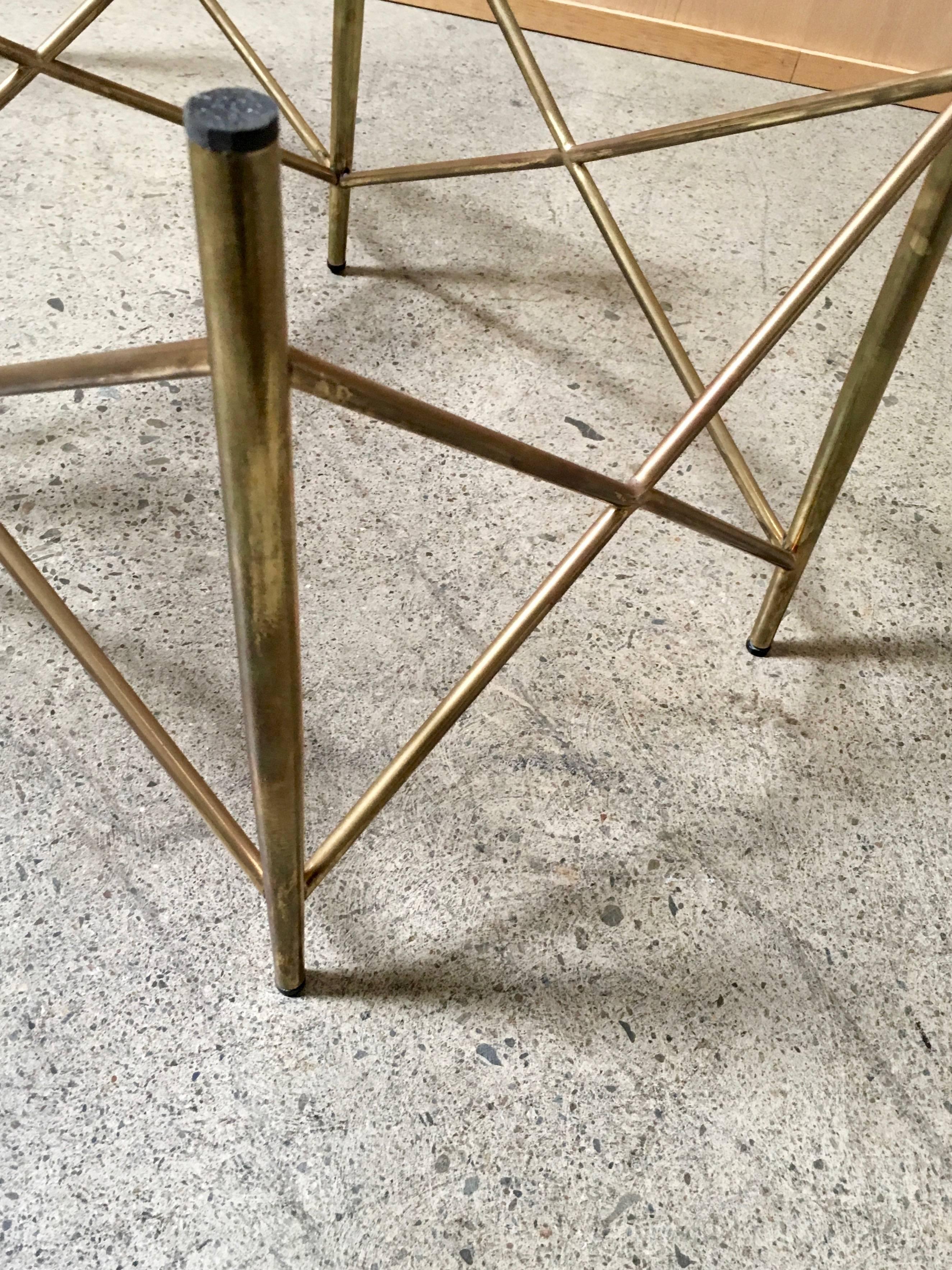 Mid-Century Modern Geometric Brass Coffee Table Base