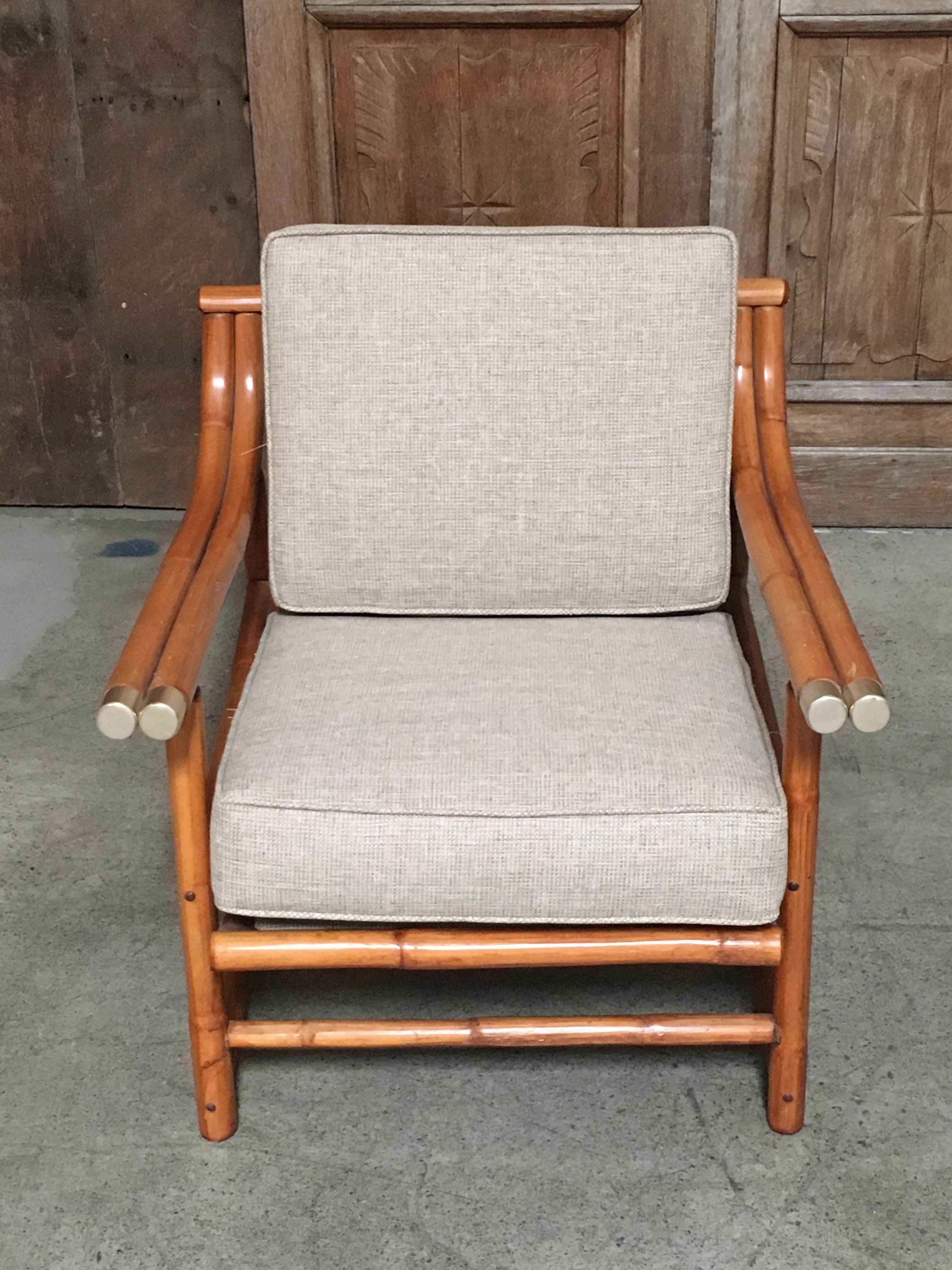 Mid-Century Modern Rattan Lounge Chair and Ottoman 1
