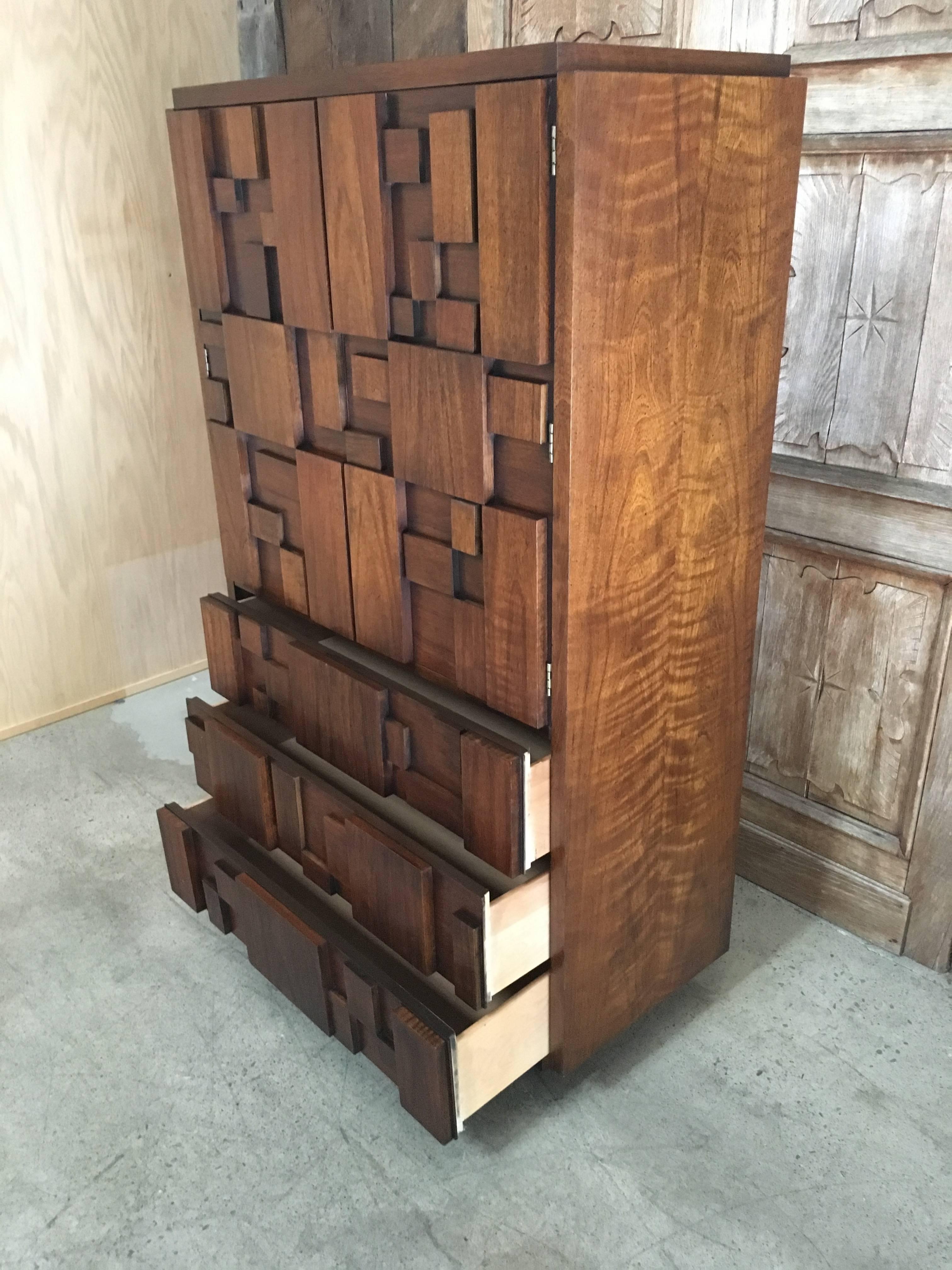 Wood Brutalist Patchwork Tall Chest by Lane