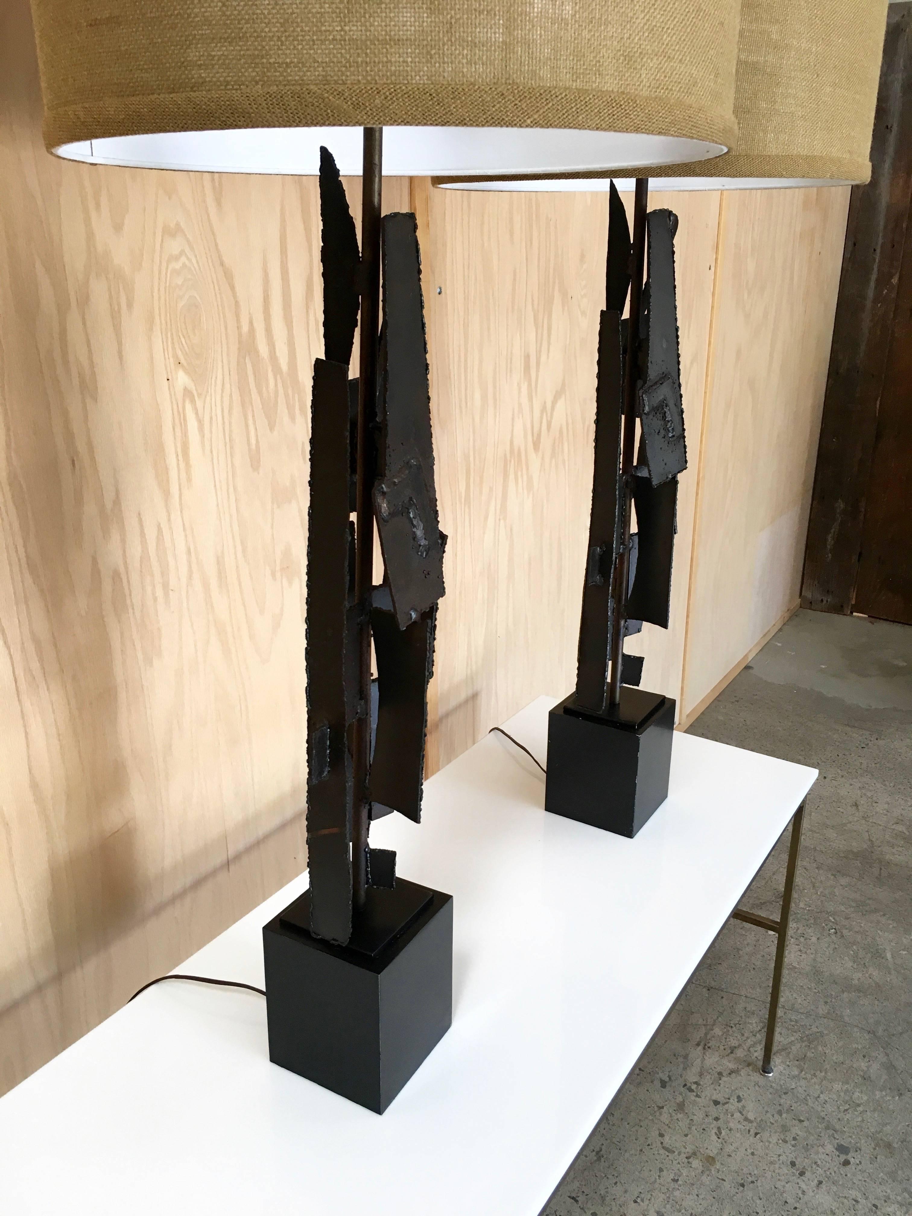 Pair of Sculptural Torch Cut Lamps by Richard Barr 1
