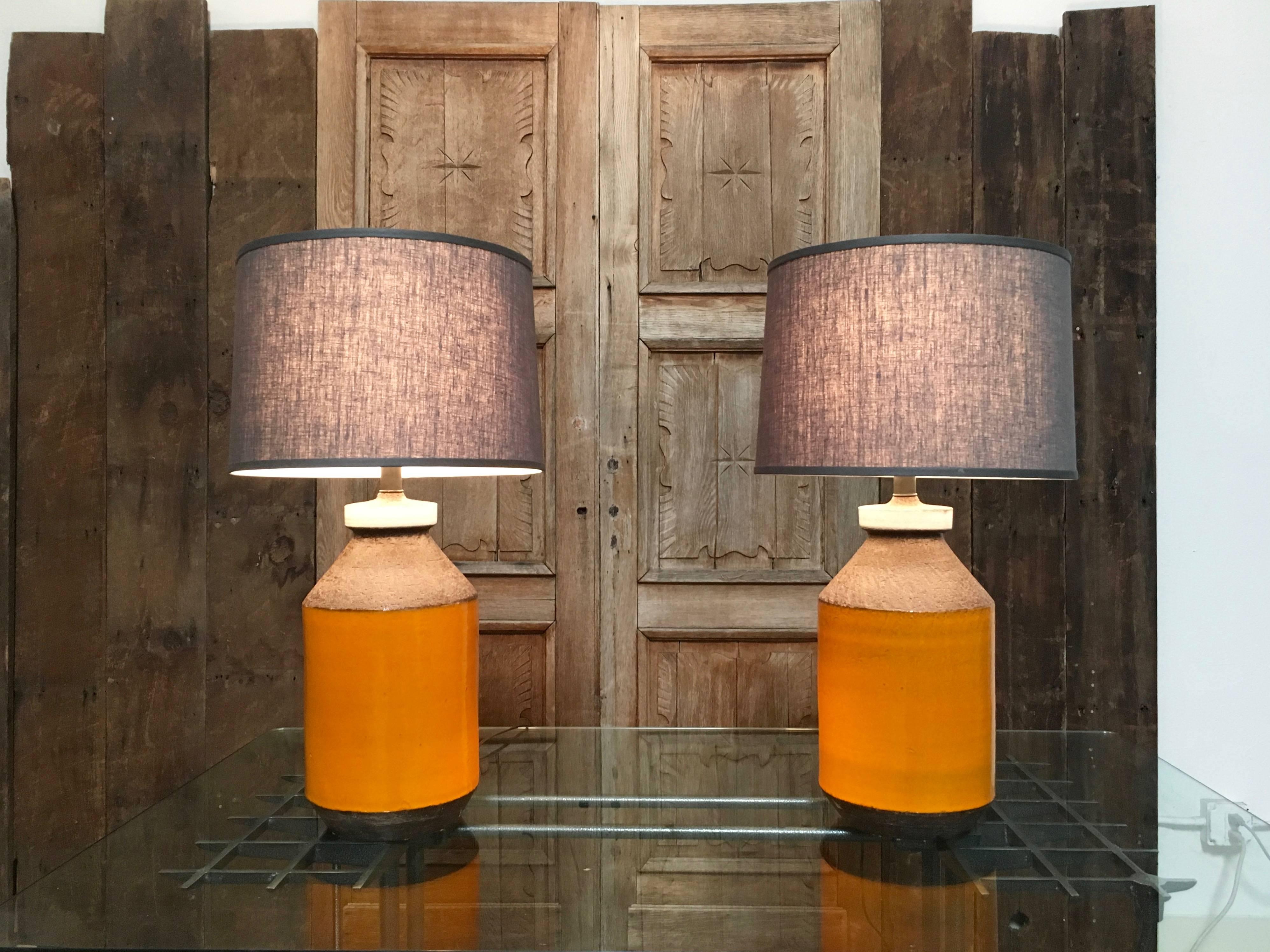 Earthenware Pair of Bitossi Lamps, Italy, circa 1960s