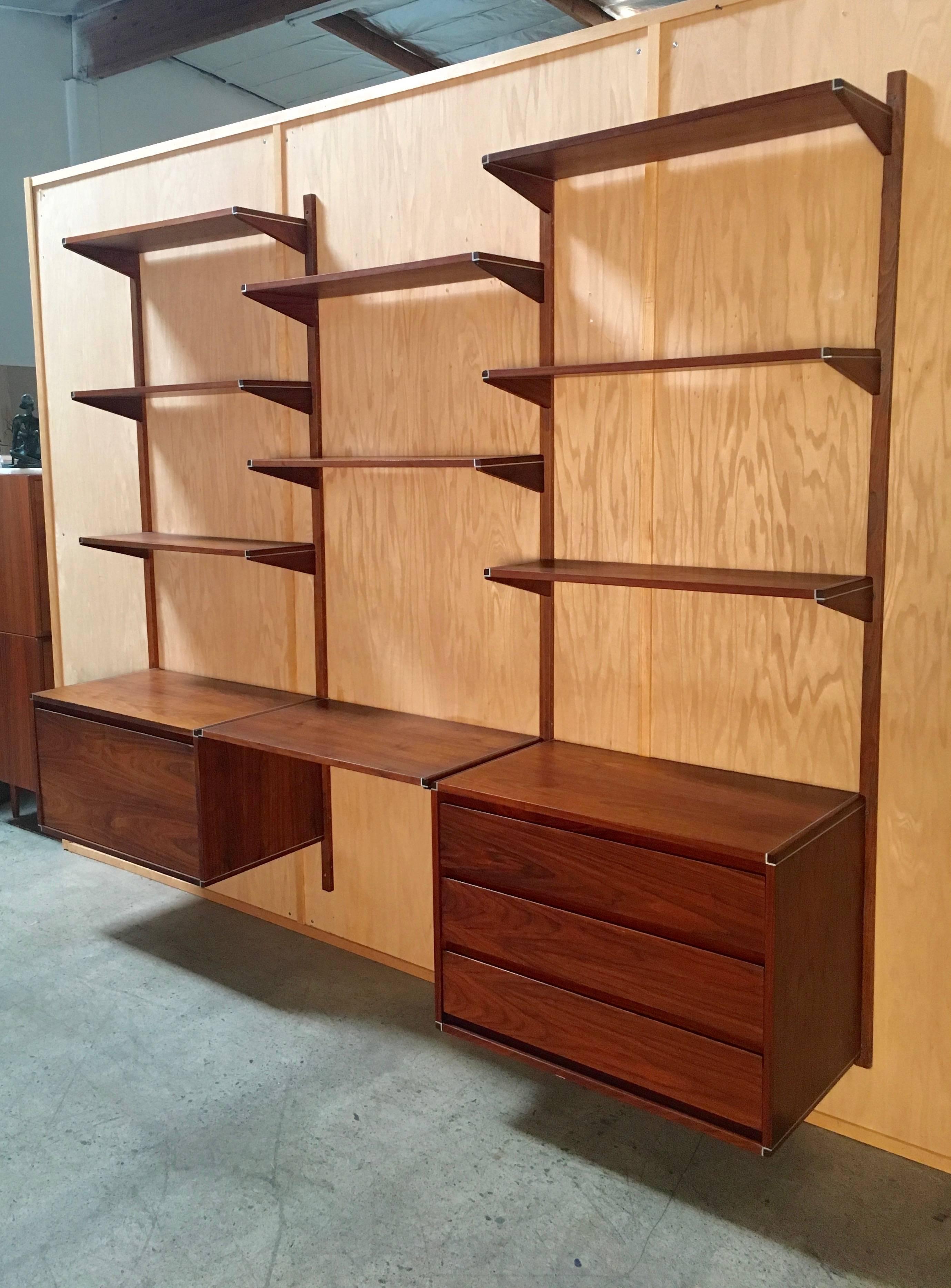 Barzilay Three-Bay Floating Wall Unit in Walnut 3