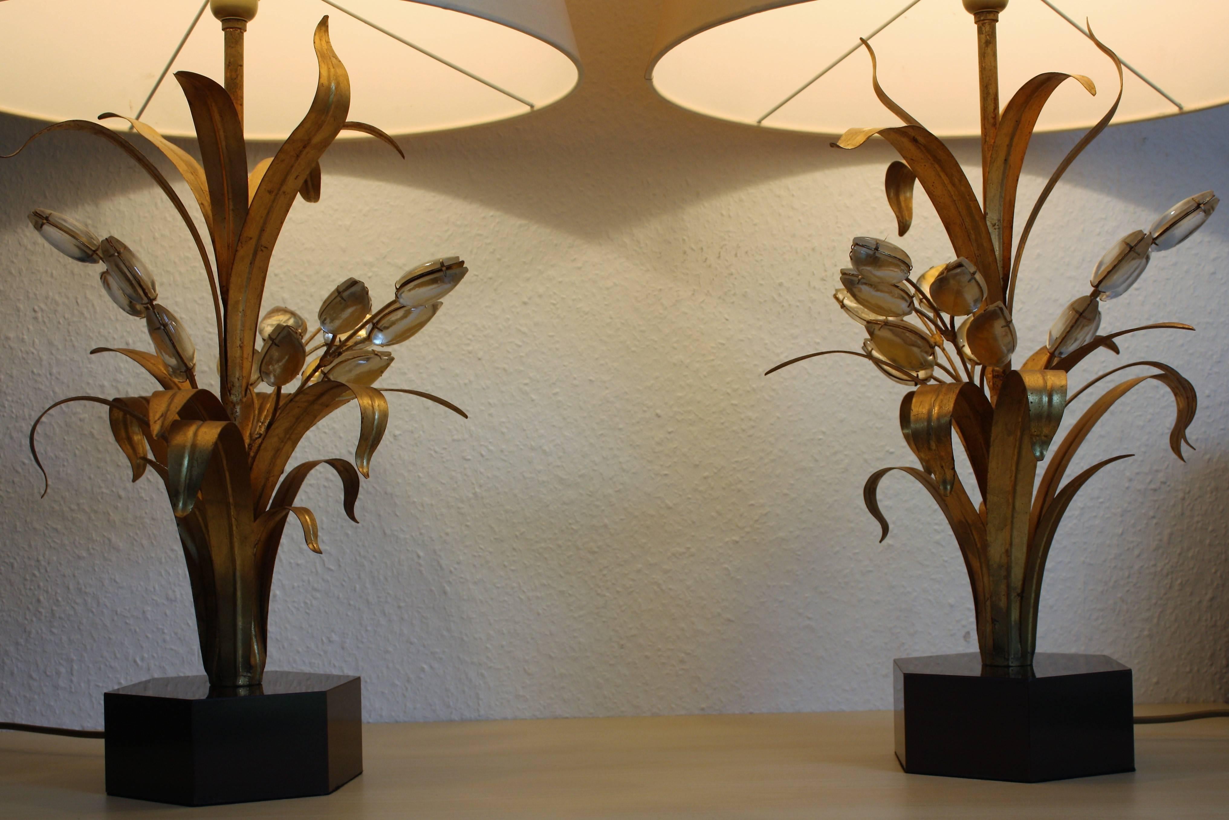 Hollywood Regency Pair of Italian Table Lamps in the Manner of Maison Bagues, Italy, circa 1960s