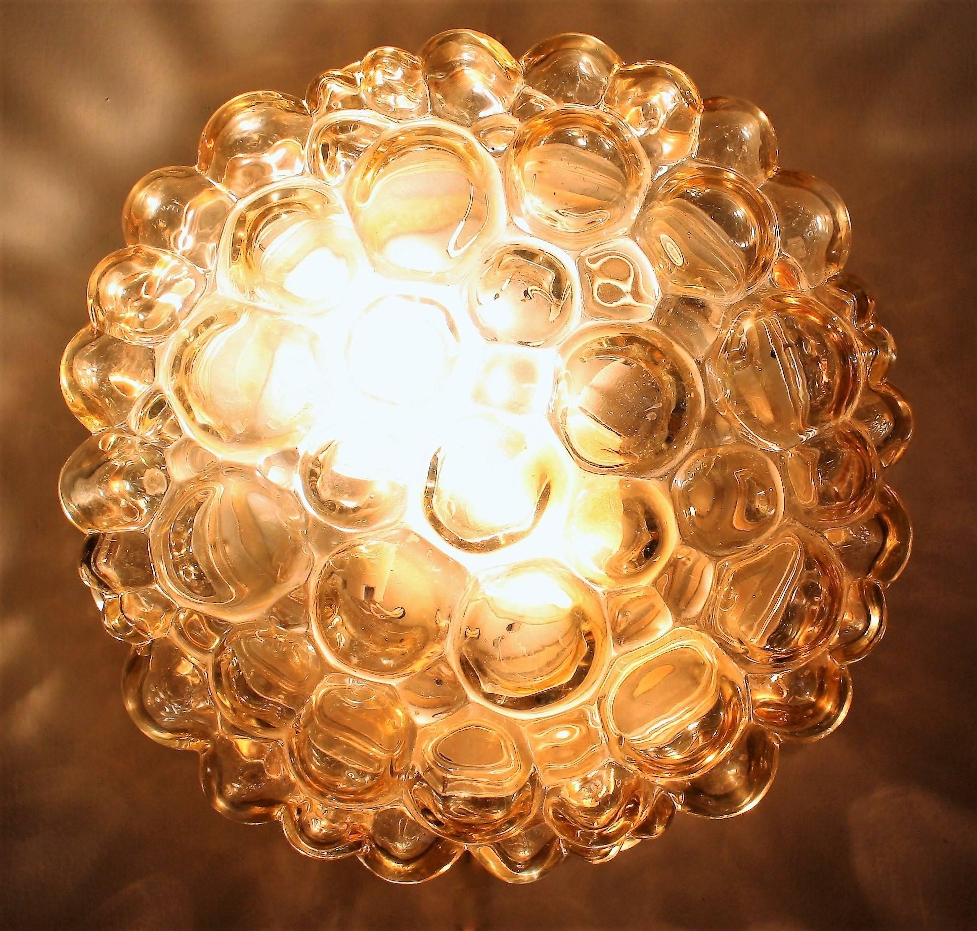 Mid-Century Modern Flush Mount by H.Tynell for Limburg Bubble Glass Wall Sconce, 1960s