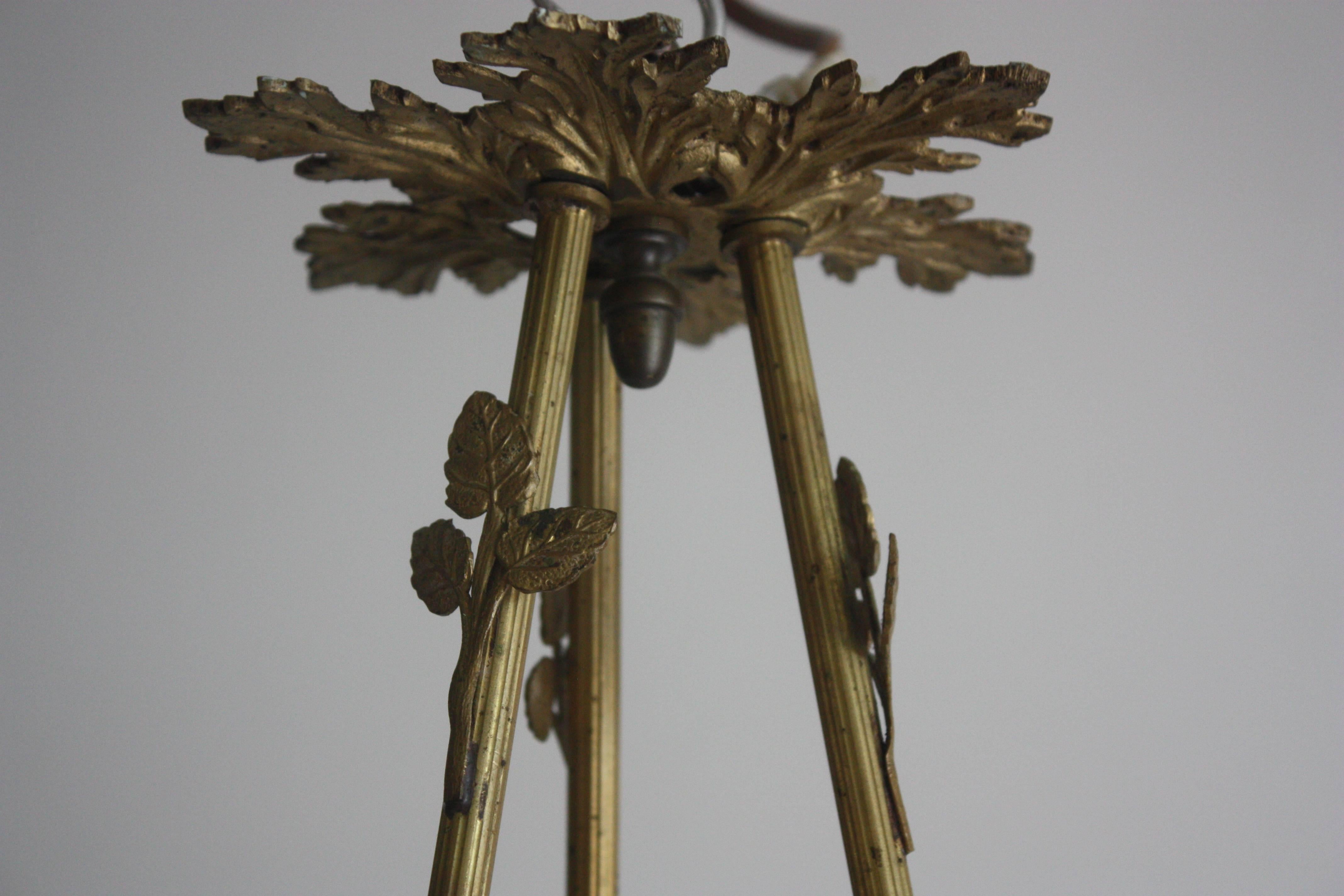 Early 20th Century French  Bouquet  Bronze Chandelier, circa 1900s