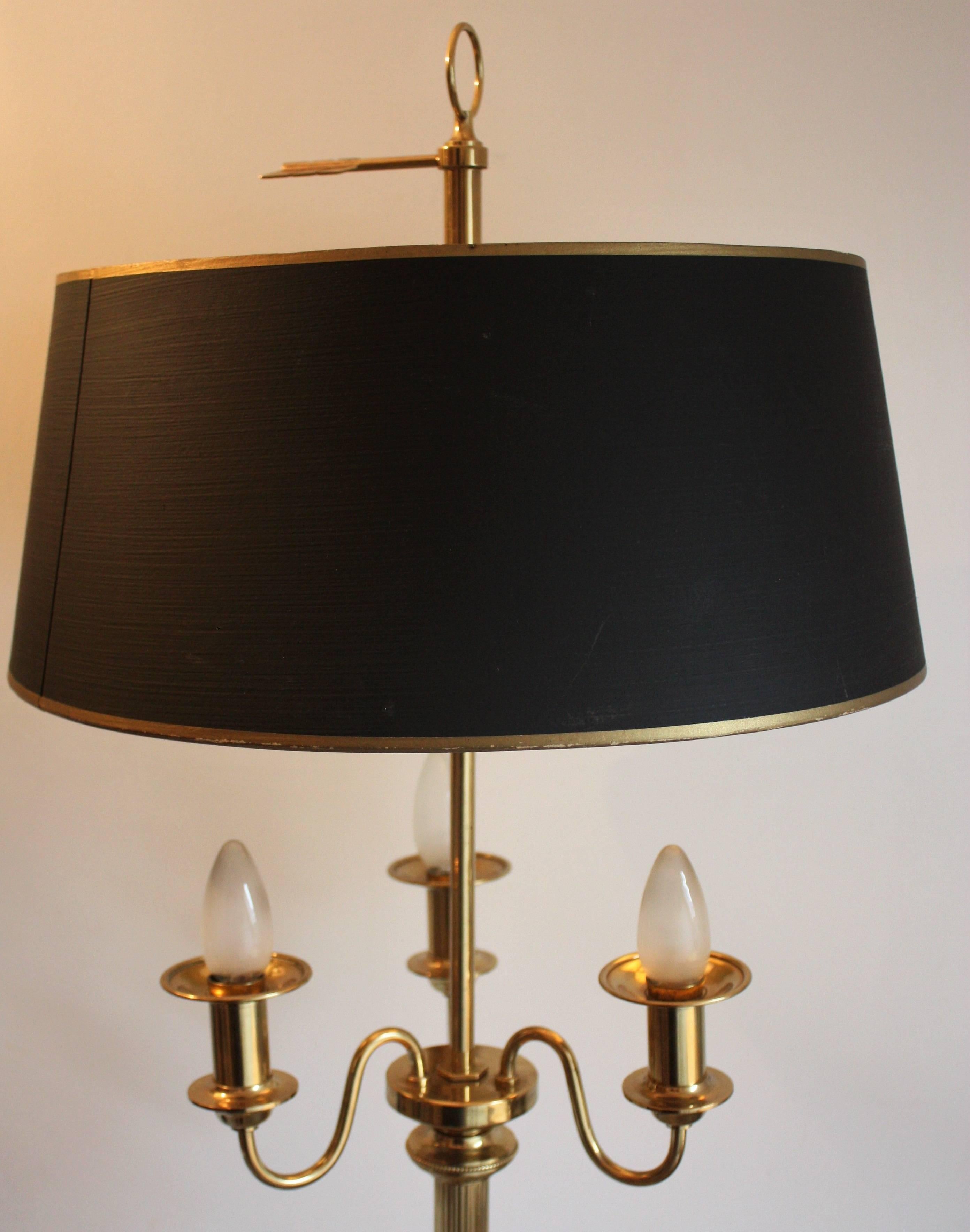 French Bouillotte Brass Floor Lamp in the Style of Maison Bagues, circa 1970s 2