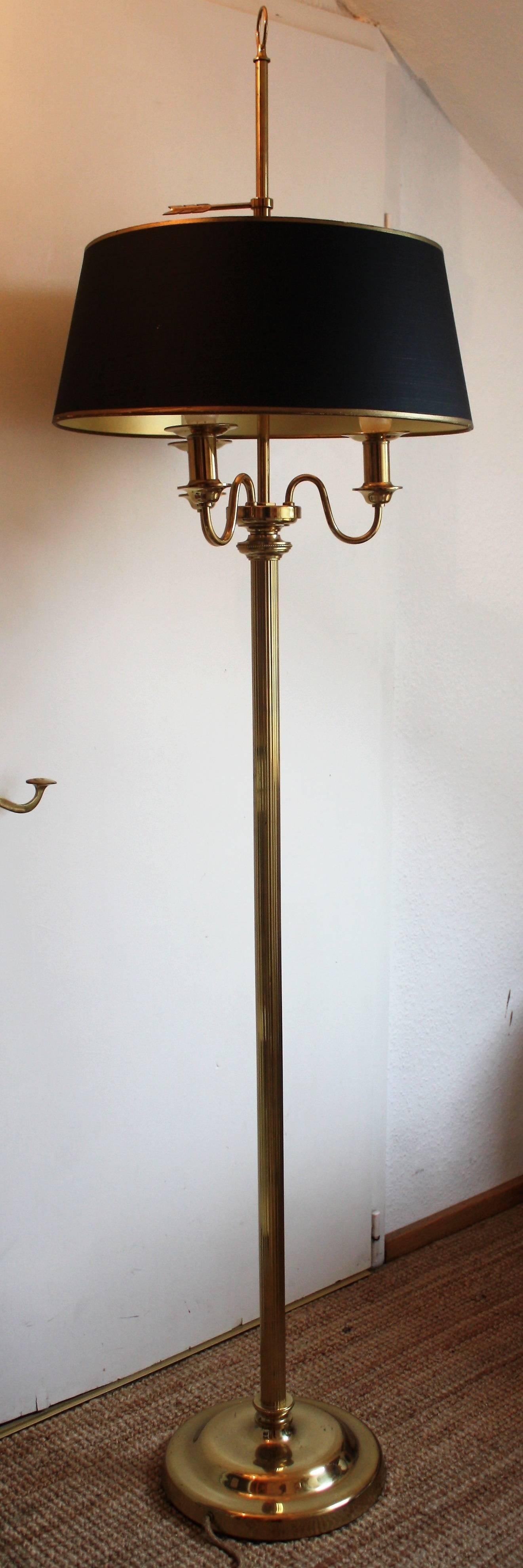 French Bouillotte Brass Floor Lamp in the Style of Maison Bagues, circa 1970s 1