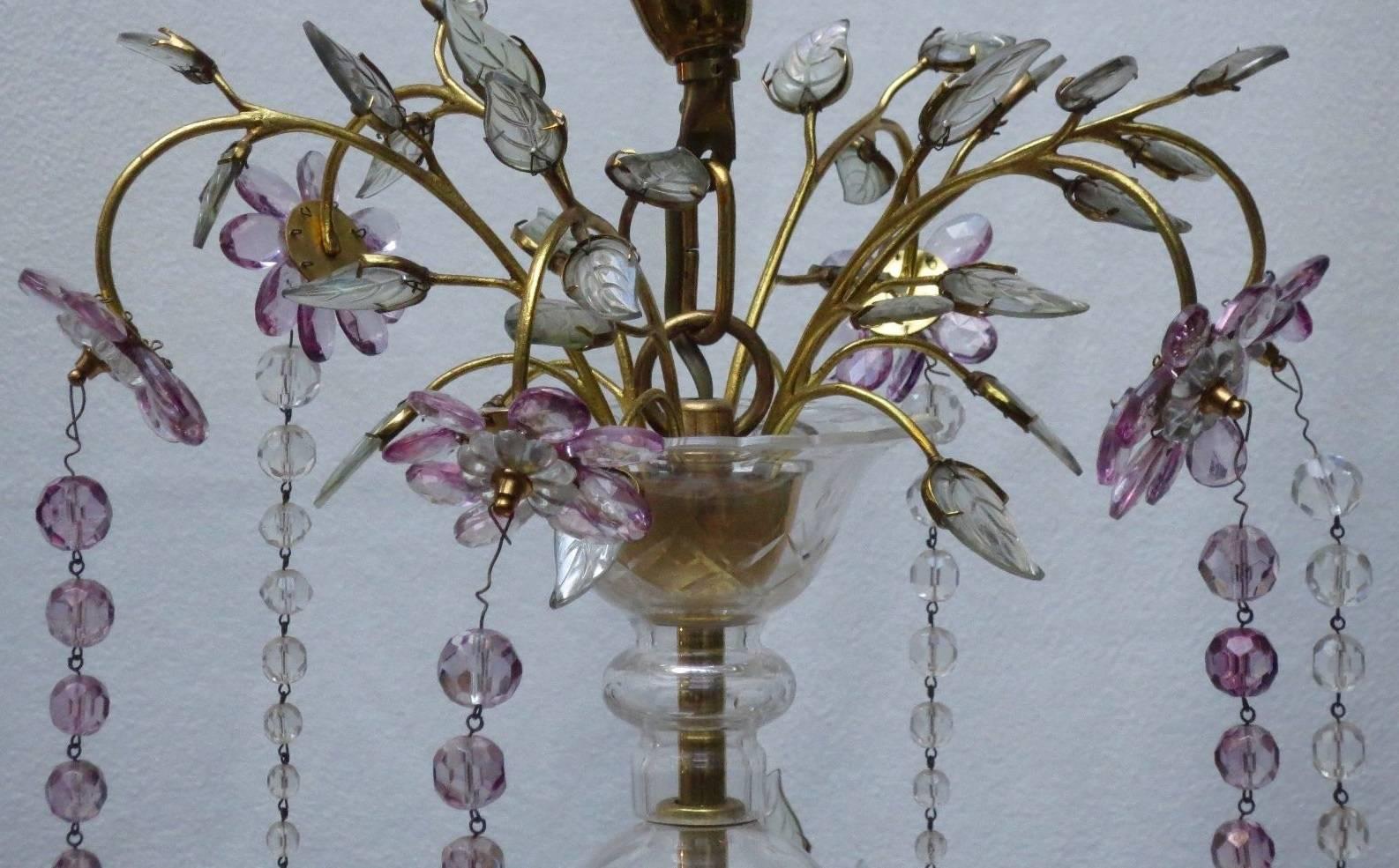 Very Rare Amethyst Chandelier in the Style of Maison Bagues, France, 1950s 1