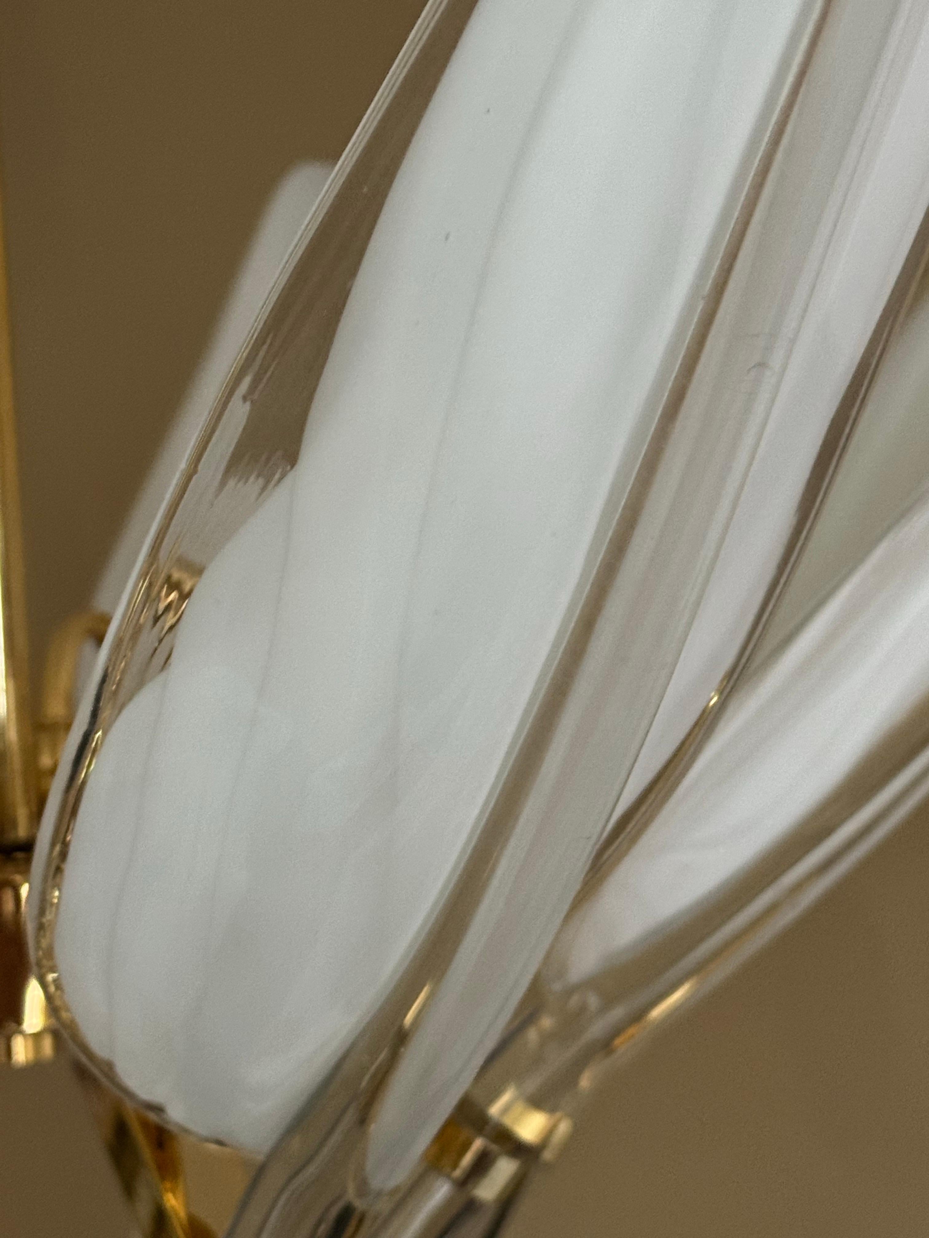 Grande lampadario in ottone e vetro di Murano di Franco Luce, circa anni '70 in vendita 1