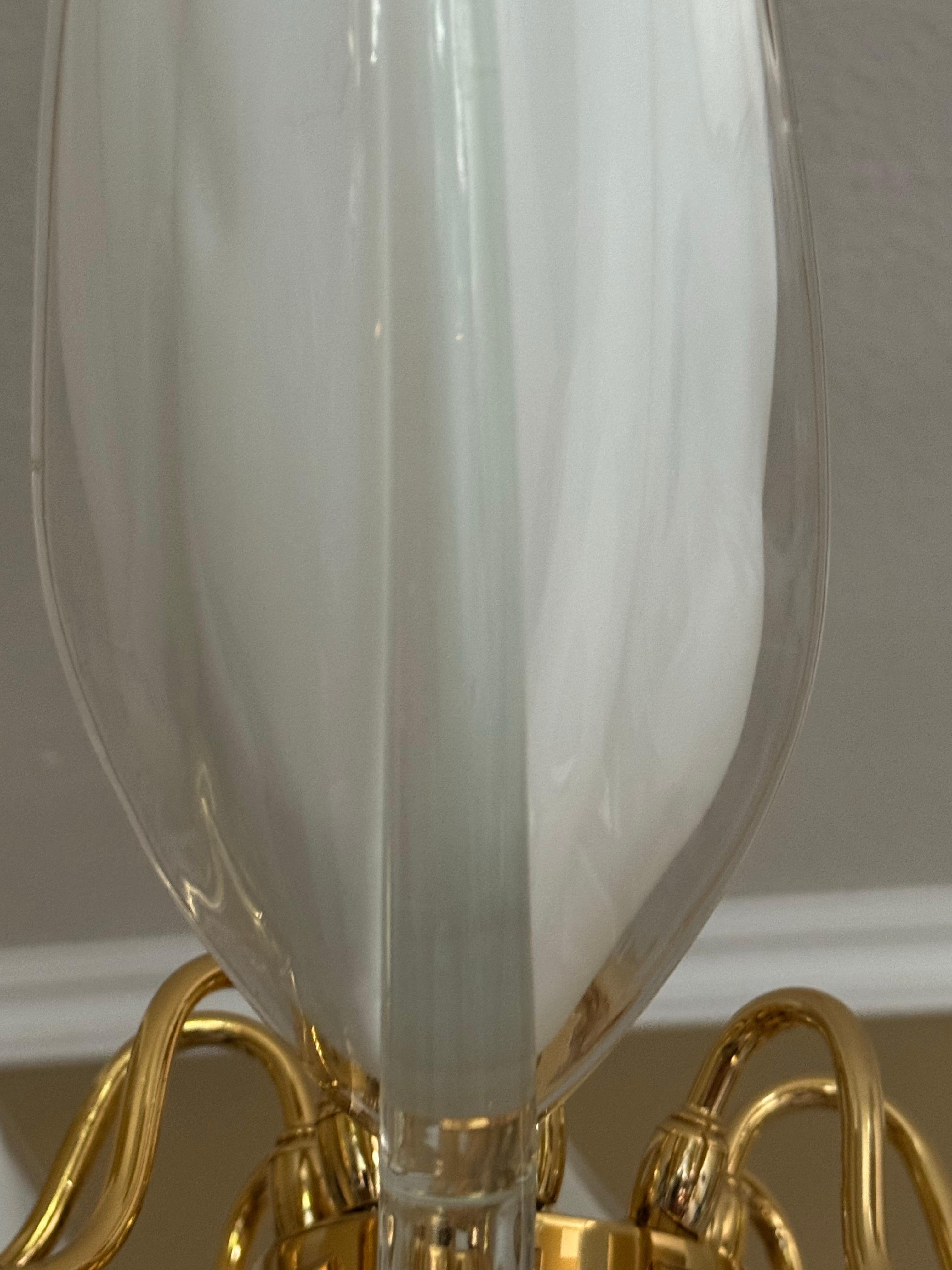Grande lampadario in ottone e vetro di Murano di Franco Luce, circa anni '70 in vendita 2