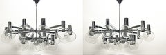 Pair of Extra Large Glass Globe Chandeliers by Glashütte Limburg, circa 1970s