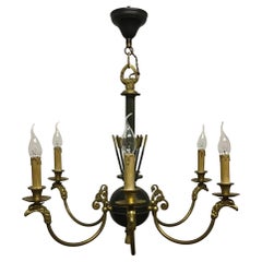 Vintage French Gilt Bronze Chandelier with Eagle Heads and Arrows, 1930s