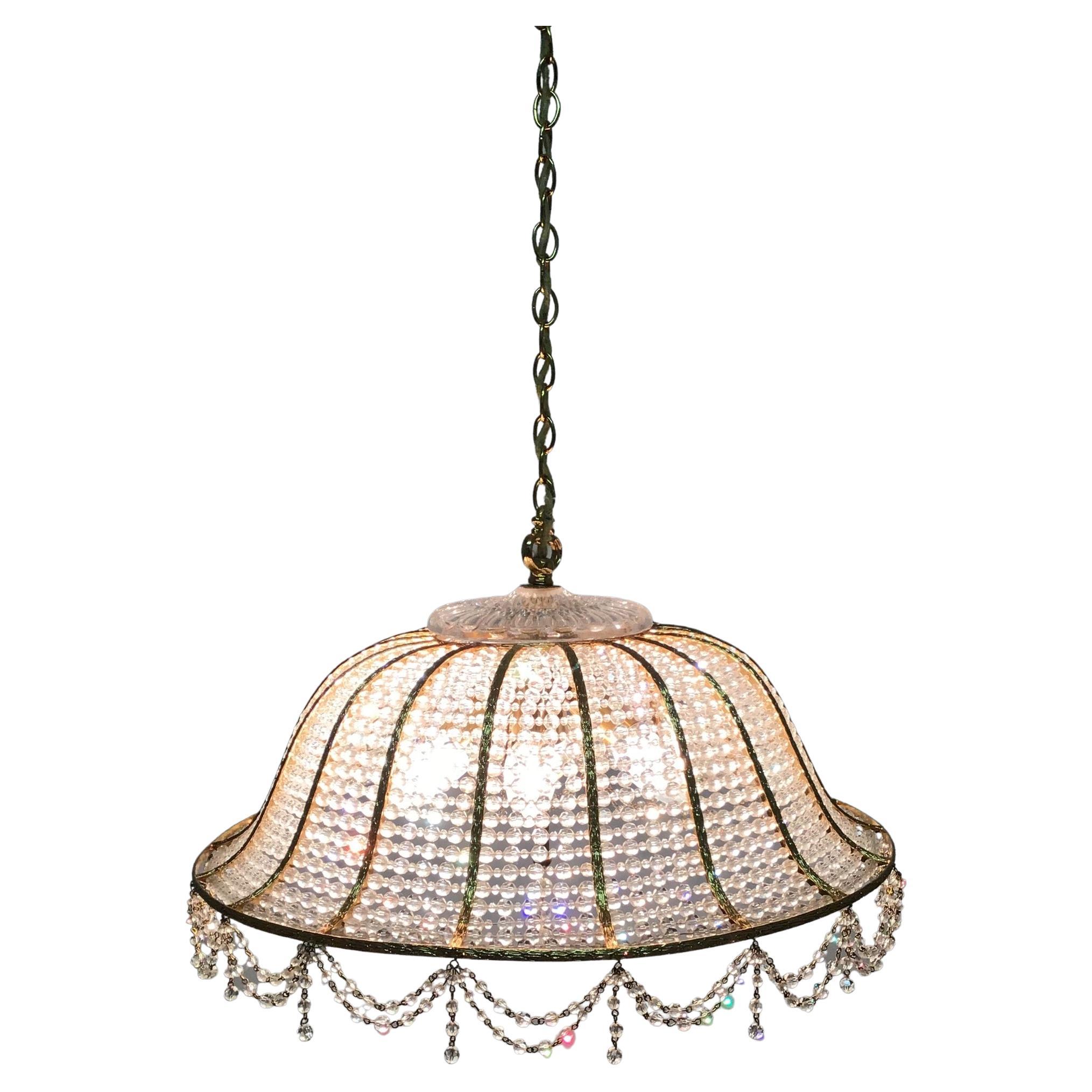 Gilt and Beaded Regency Style Chandelier by Palwa, Germany, circa 1960s For Sale