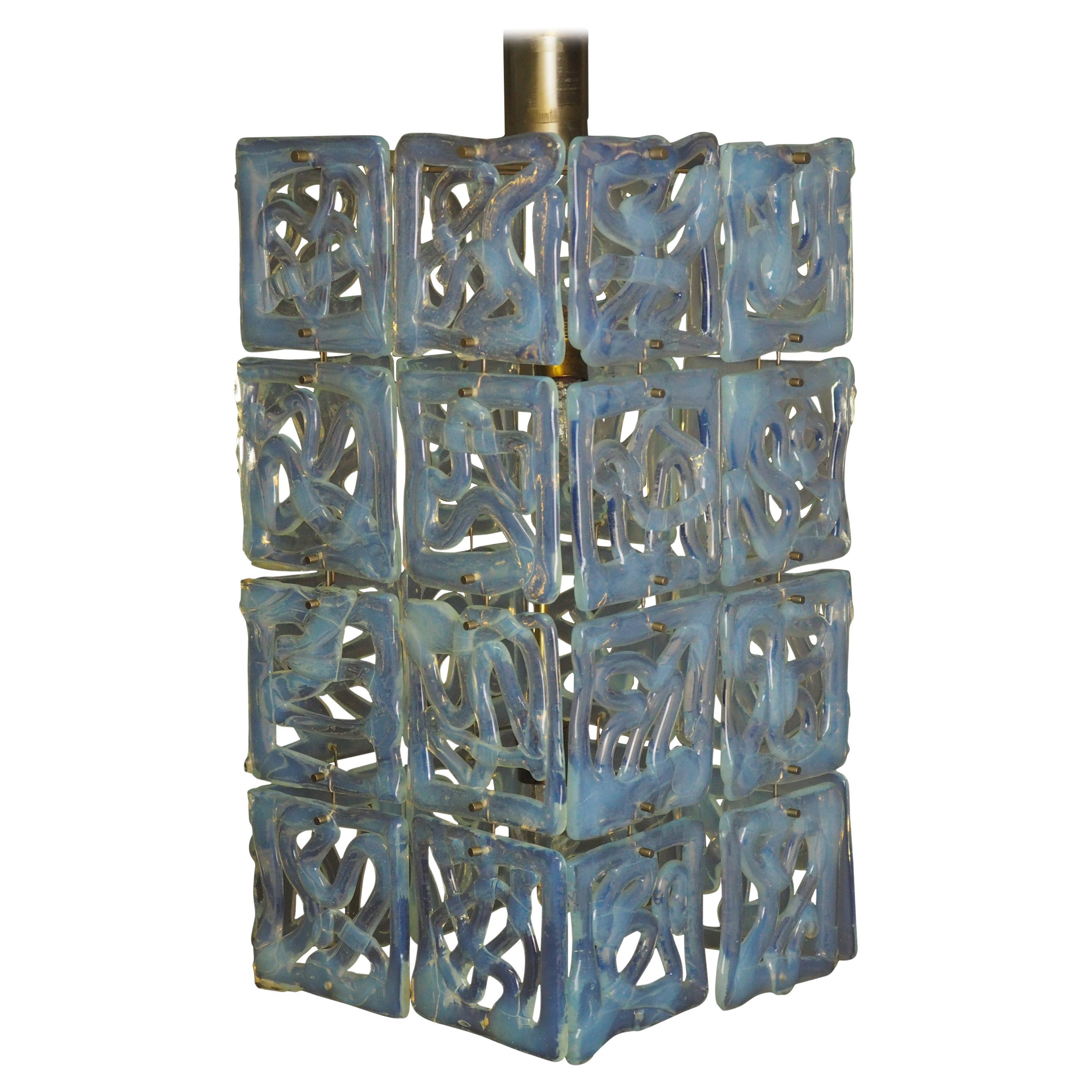 Rare Opaline Murano Glass Chandelier Attr. to  Carlo Nason for Mazzega,  1960s