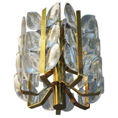 Retro Mid - Century Modern  "Florida" Chandelier by Kalmar, Glass and Brass, 1970s