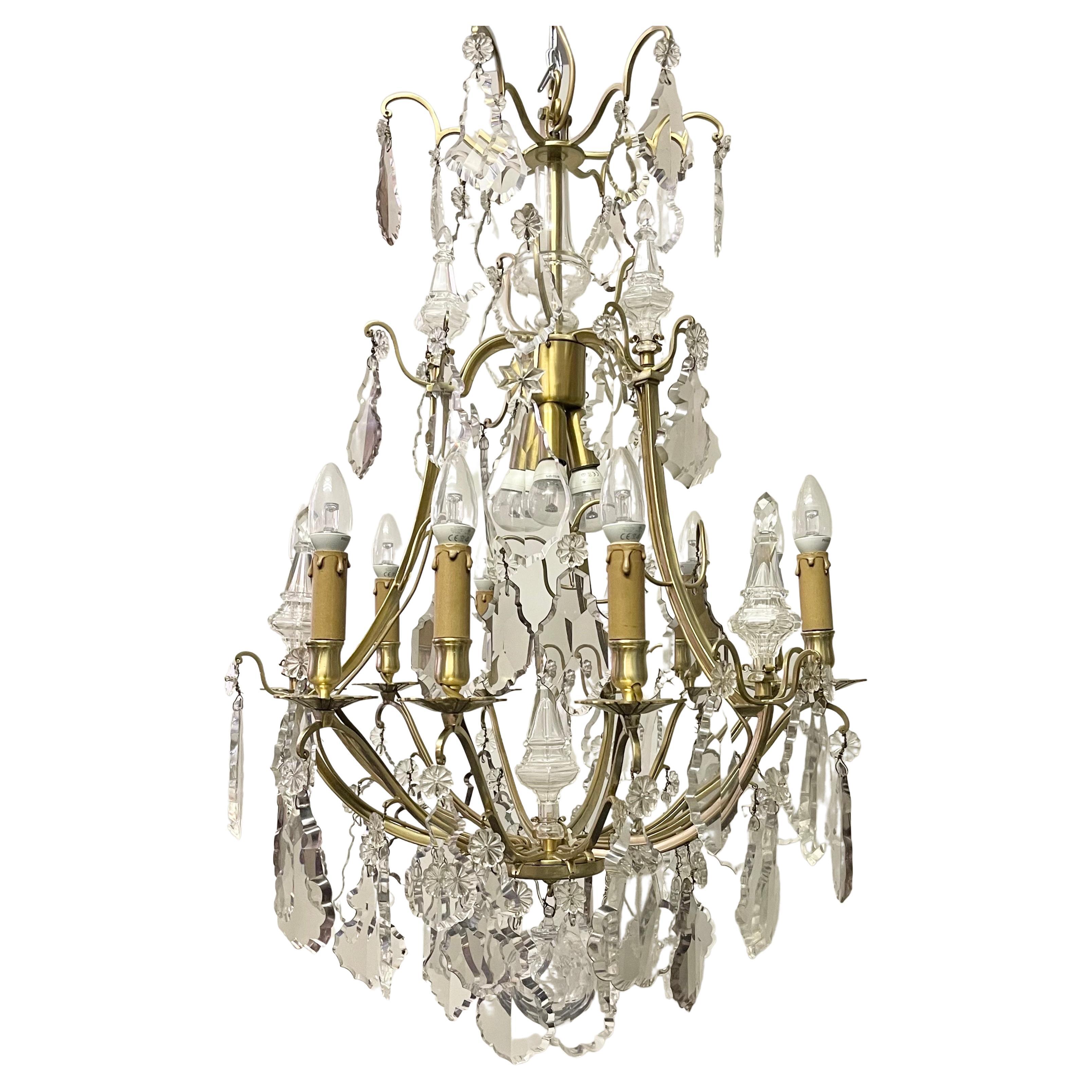 French 19th Century Louis XV Style Gilt Bronze and Crystal Chandelier For Sale