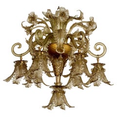  Exceptional Murano Glass Chandelier by Barovier Toso, Italy, 1940s