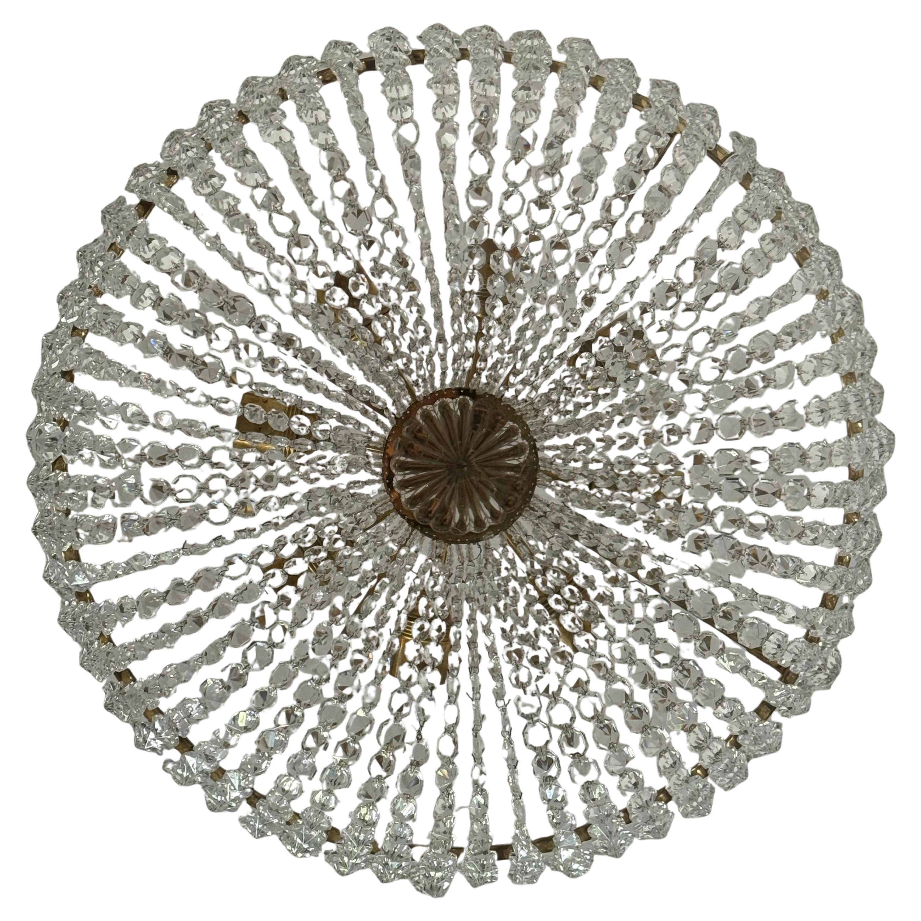 An original Austrian eight-light hand-crafted, hand -knotted glass and polished brass chandelier  by J.L Lobmeyr, circa 1960s, Vienna.
Socket: 8 x E27 or E26 (US) for screw bulbs -max. 75 Wattage per bulb.
- In an excellent original condition -
-